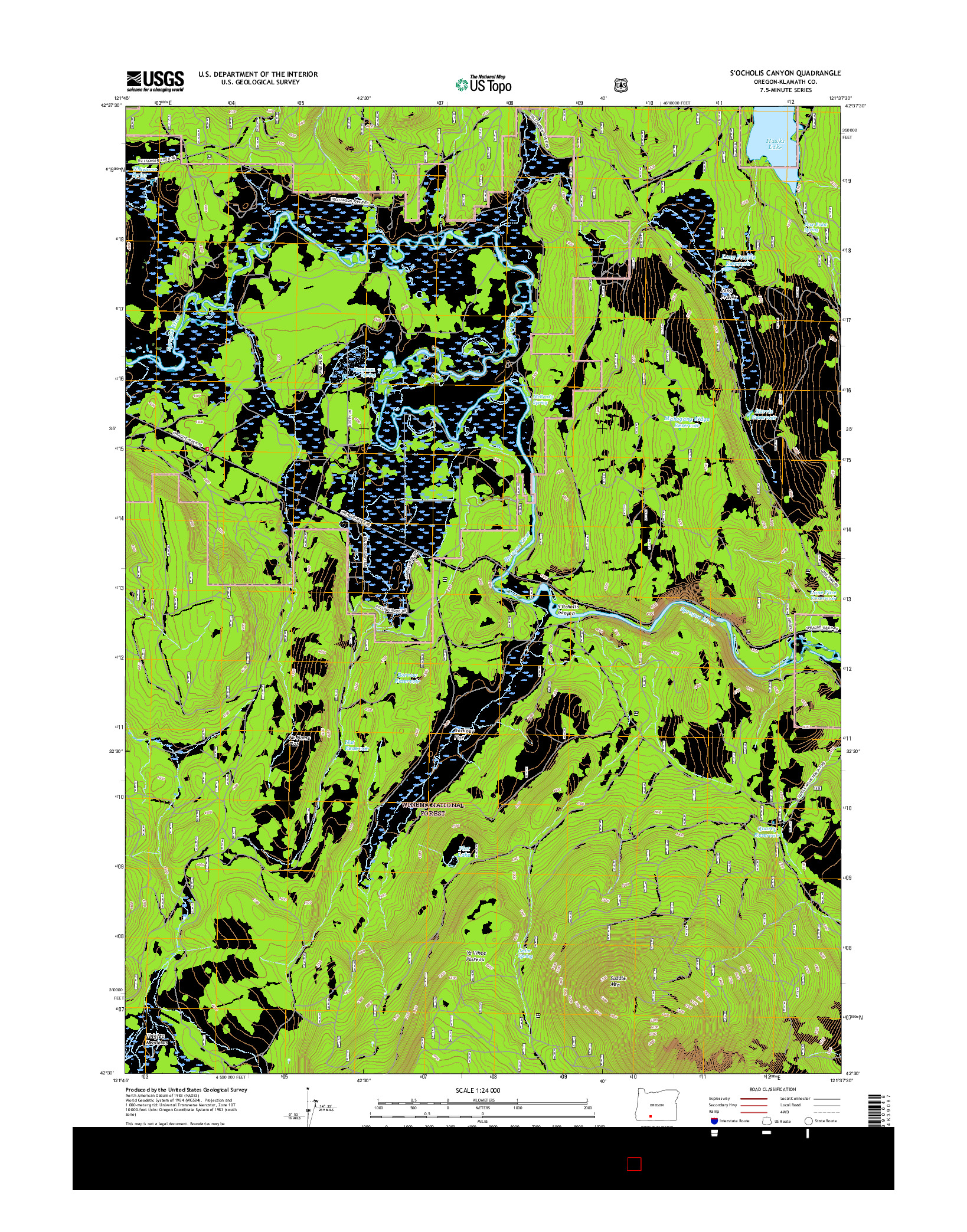 USGS US TOPO 7.5-MINUTE MAP FOR S'OCHOLIS CANYON, OR 2017