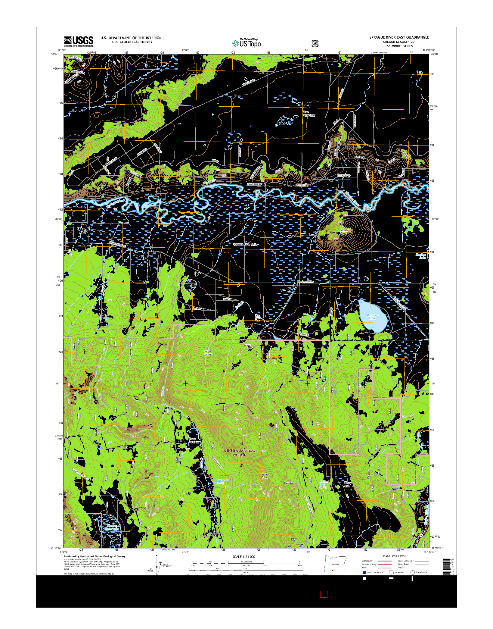 USGS US TOPO 7.5-MINUTE MAP FOR SPRAGUE RIVER EAST, OR 2017