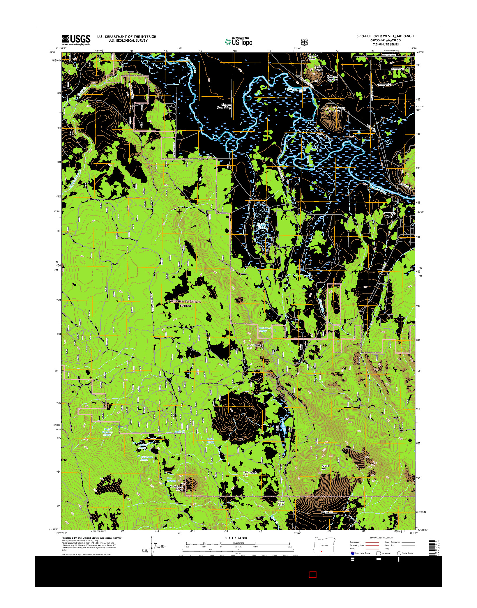 USGS US TOPO 7.5-MINUTE MAP FOR SPRAGUE RIVER WEST, OR 2017