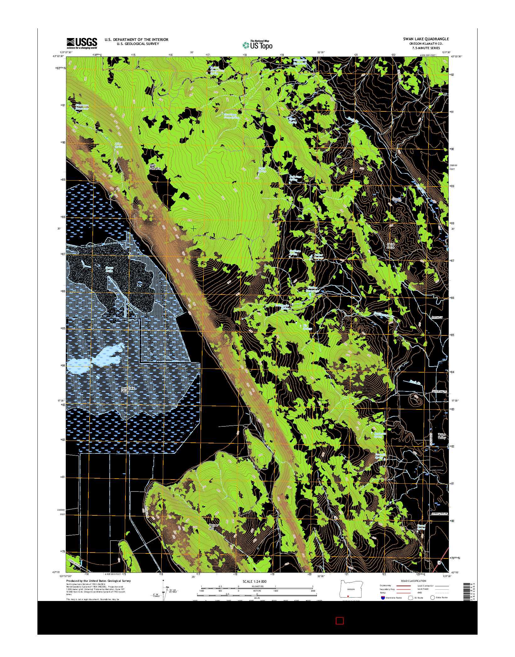 USGS US TOPO 7.5-MINUTE MAP FOR SWAN LAKE, OR 2017