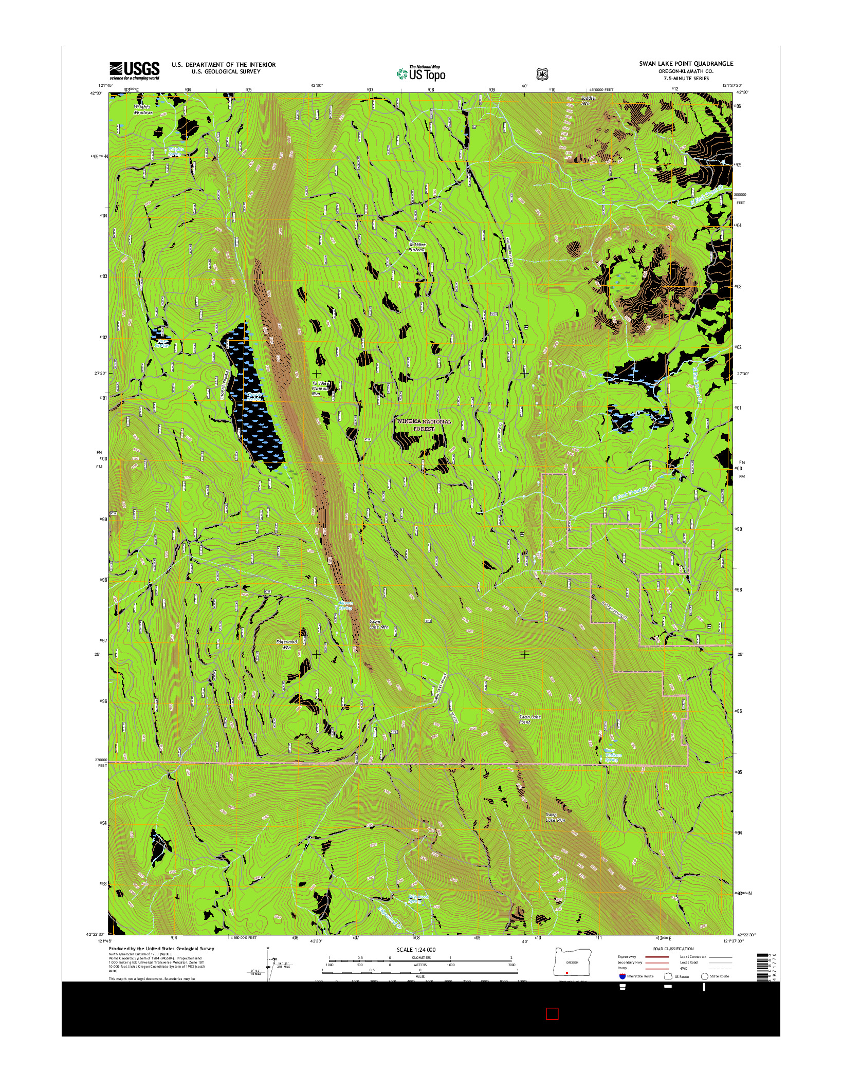 USGS US TOPO 7.5-MINUTE MAP FOR SWAN LAKE POINT, OR 2017