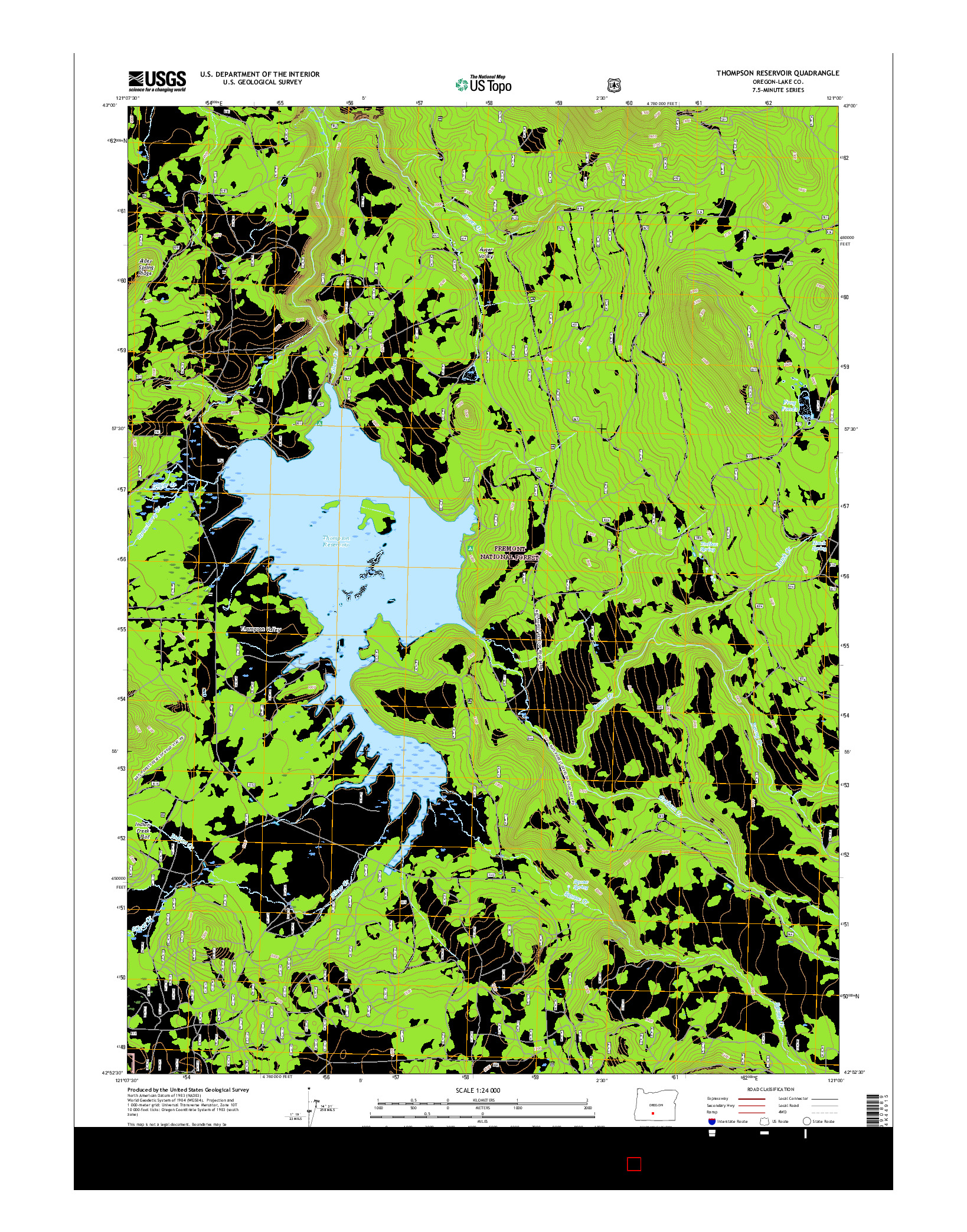 USGS US TOPO 7.5-MINUTE MAP FOR THOMPSON RESERVOIR, OR 2017
