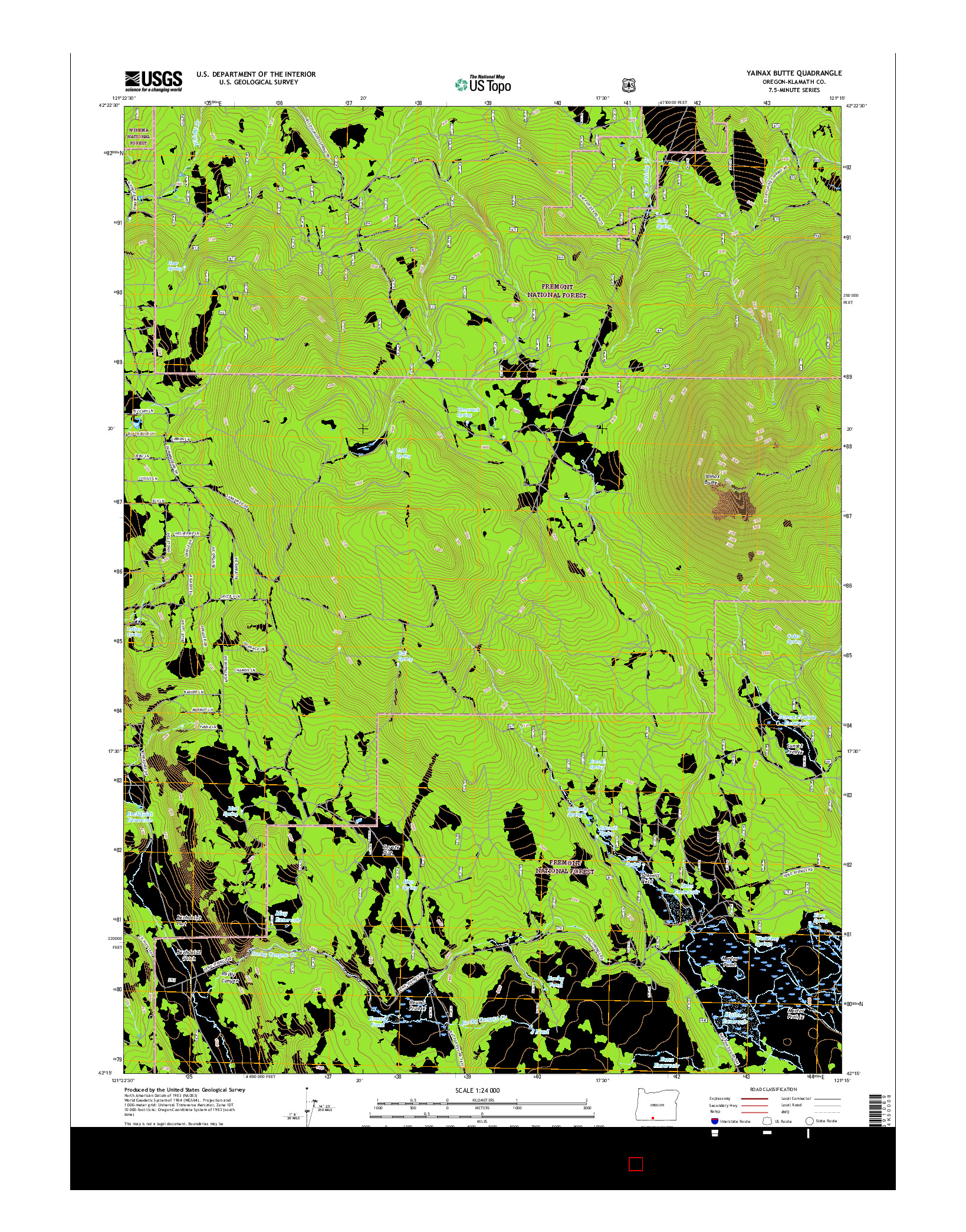 USGS US TOPO 7.5-MINUTE MAP FOR YAINAX BUTTE, OR 2017
