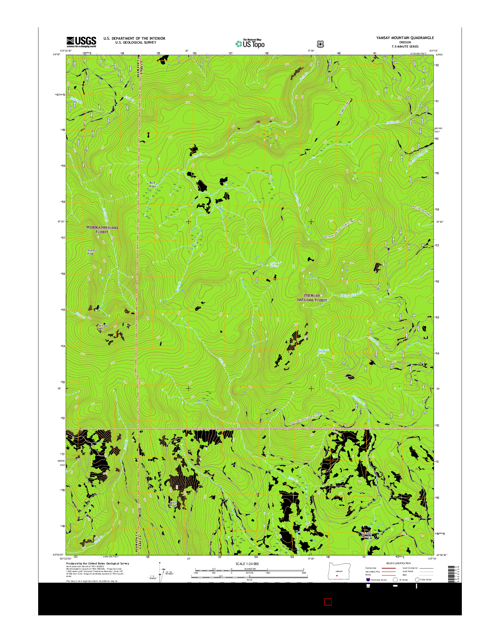 USGS US TOPO 7.5-MINUTE MAP FOR YAMSAY MOUNTAIN, OR 2017