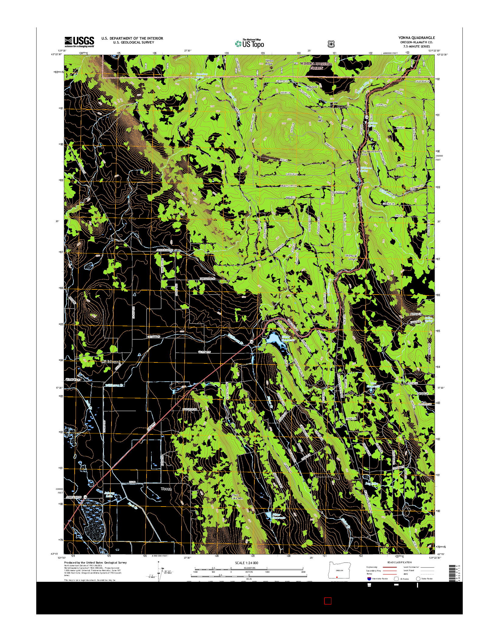USGS US TOPO 7.5-MINUTE MAP FOR YONNA, OR 2017