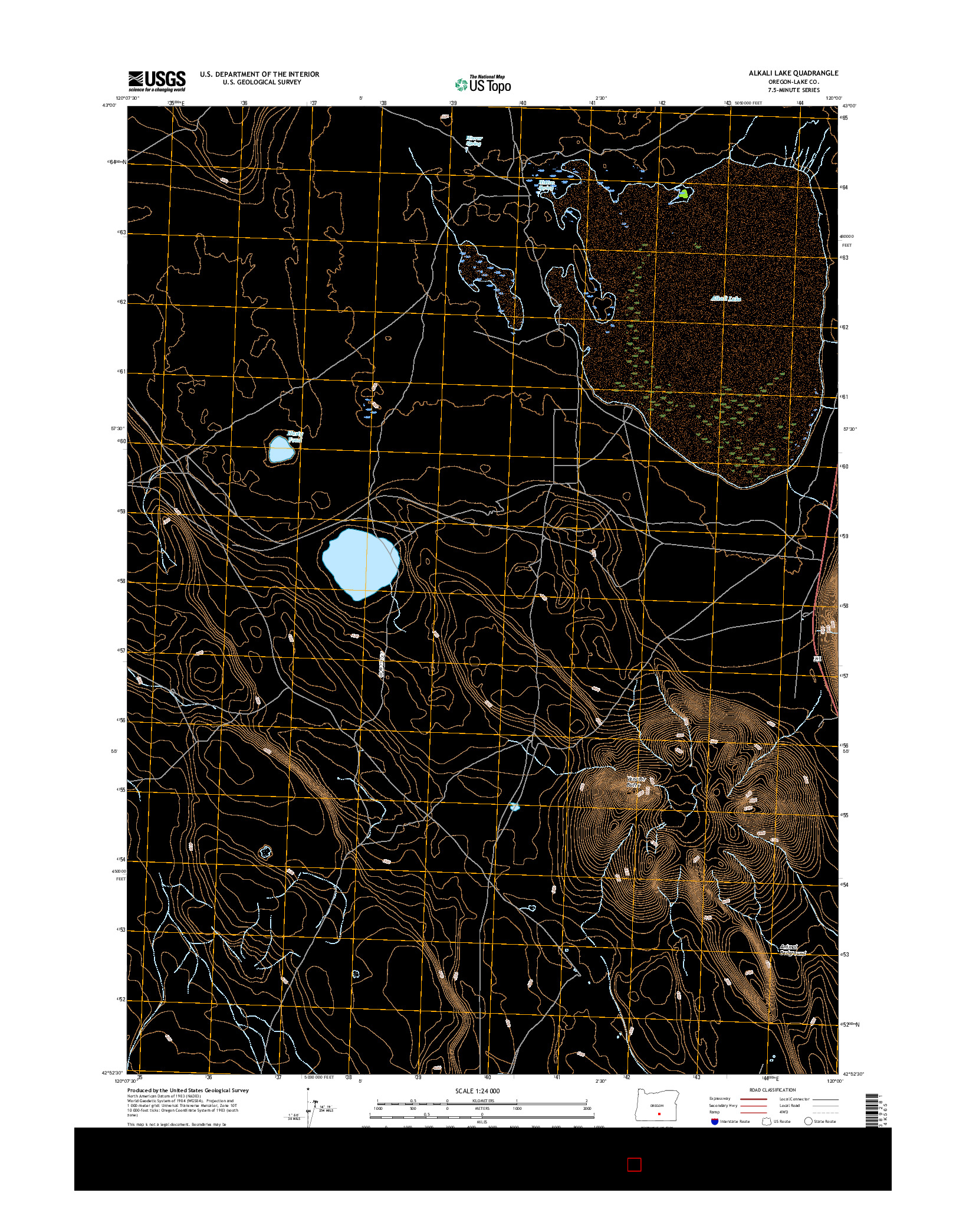 USGS US TOPO 7.5-MINUTE MAP FOR ALKALI LAKE, OR 2017