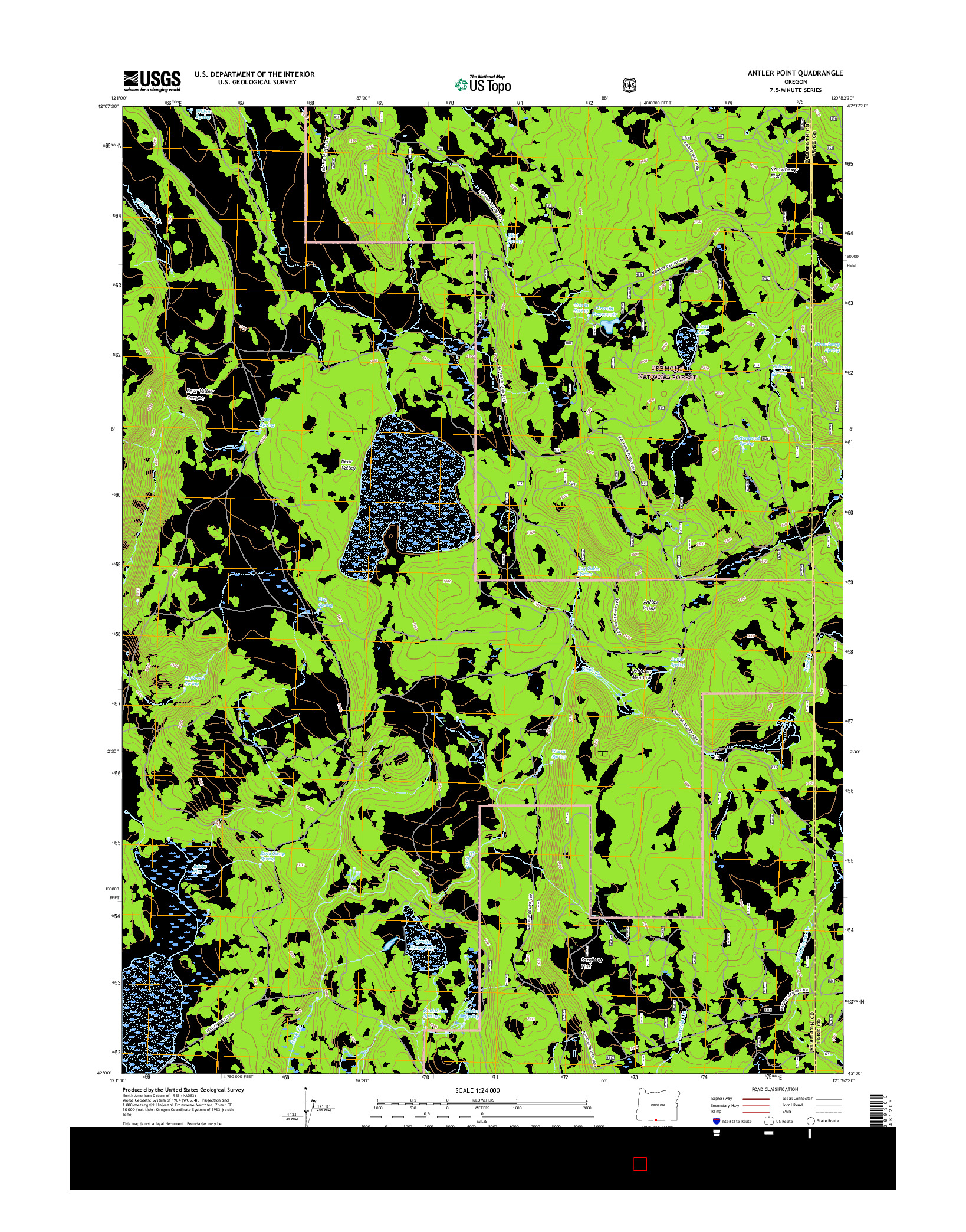 USGS US TOPO 7.5-MINUTE MAP FOR ANTLER POINT, OR 2017