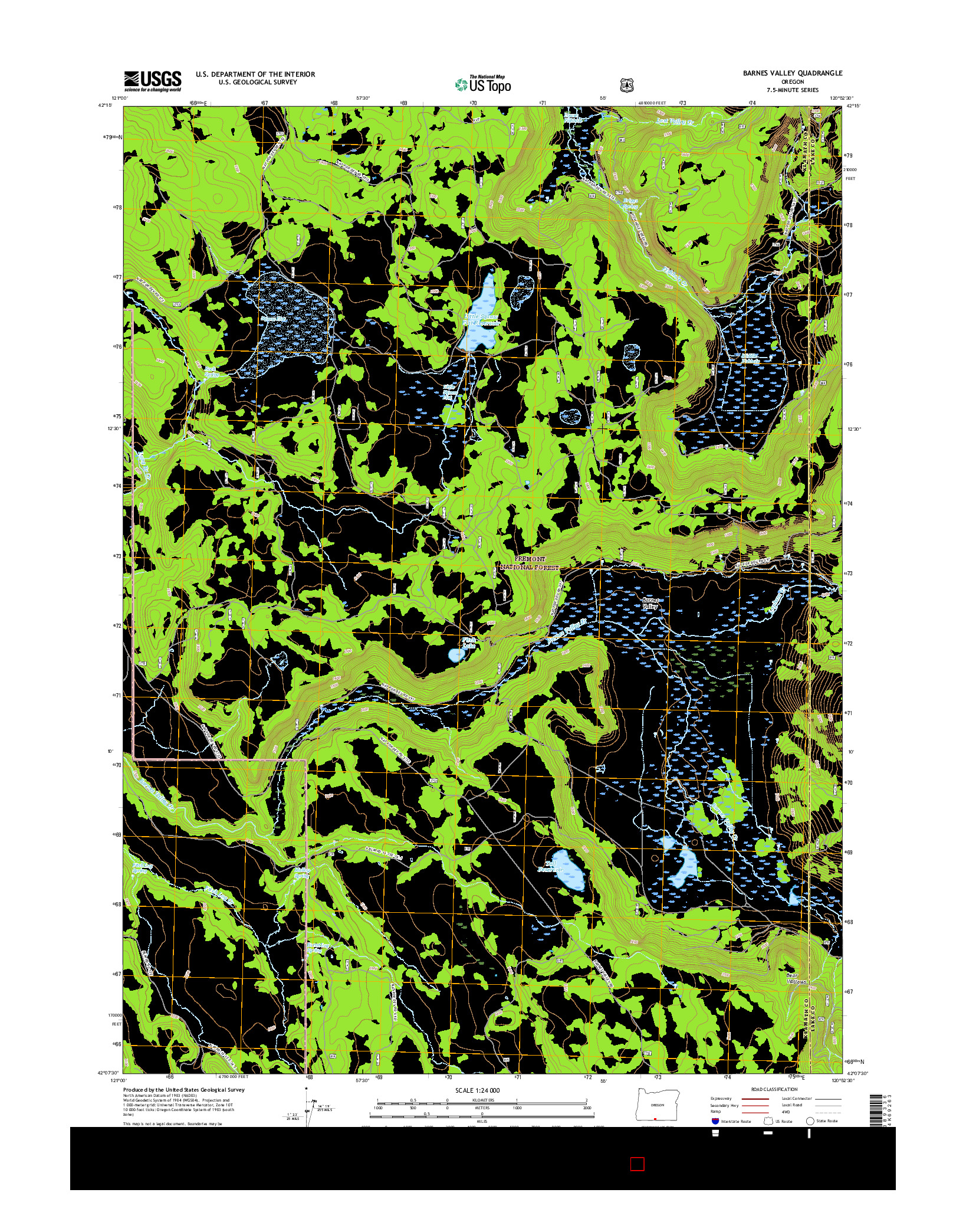 USGS US TOPO 7.5-MINUTE MAP FOR BARNES VALLEY, OR 2017