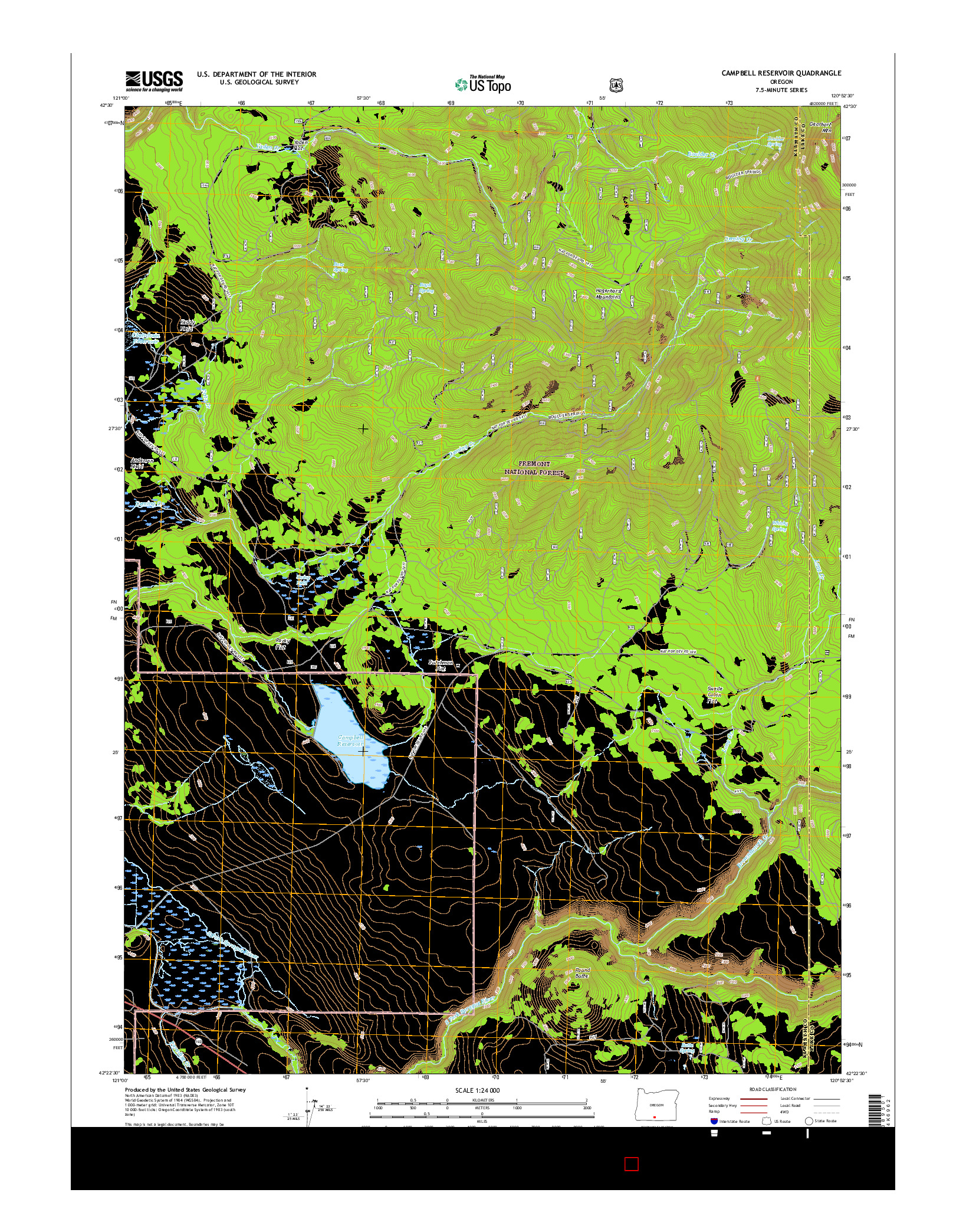 USGS US TOPO 7.5-MINUTE MAP FOR CAMPBELL RESERVOIR, OR 2017