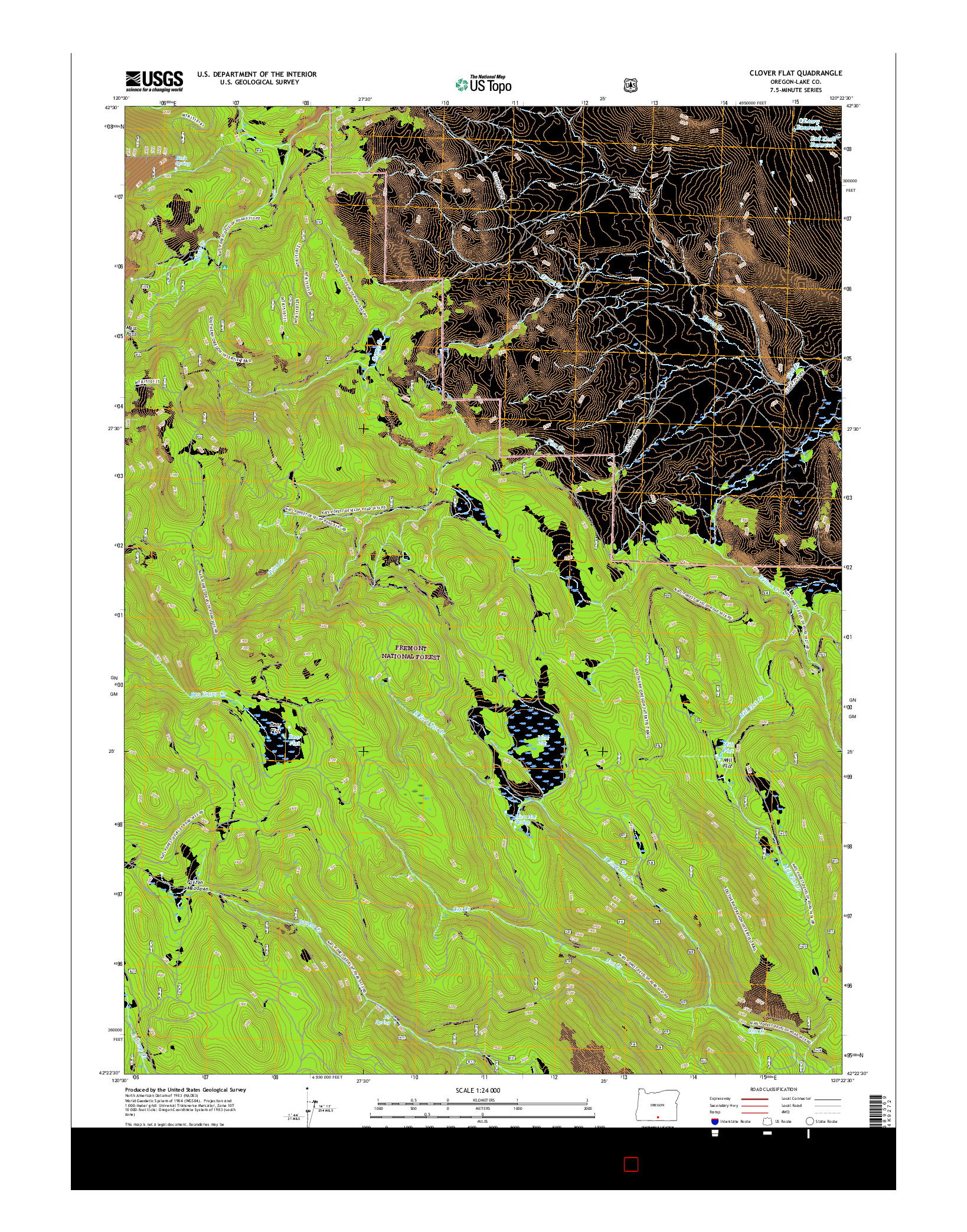 USGS US TOPO 7.5-MINUTE MAP FOR CLOVER FLAT, OR 2017