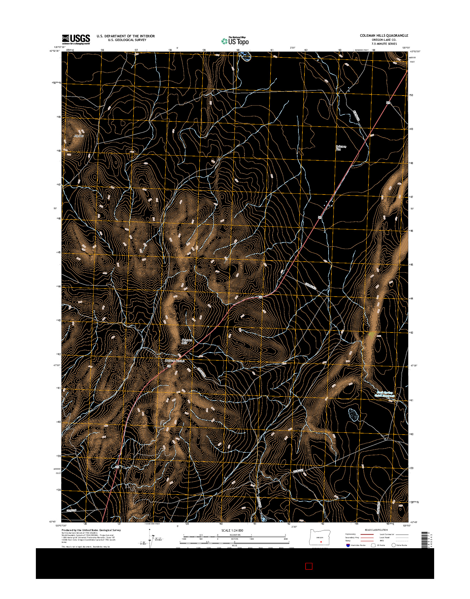 USGS US TOPO 7.5-MINUTE MAP FOR COLEMAN HILLS, OR 2017