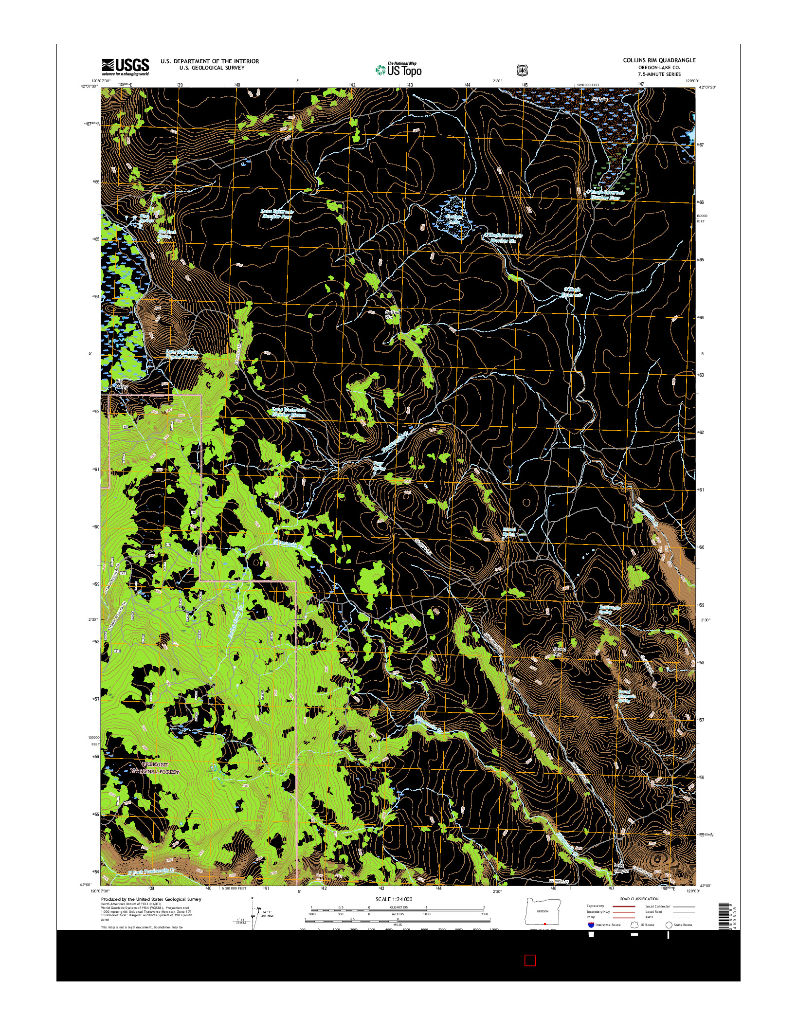 USGS US TOPO 7.5-MINUTE MAP FOR COLLINS RIM, OR 2017