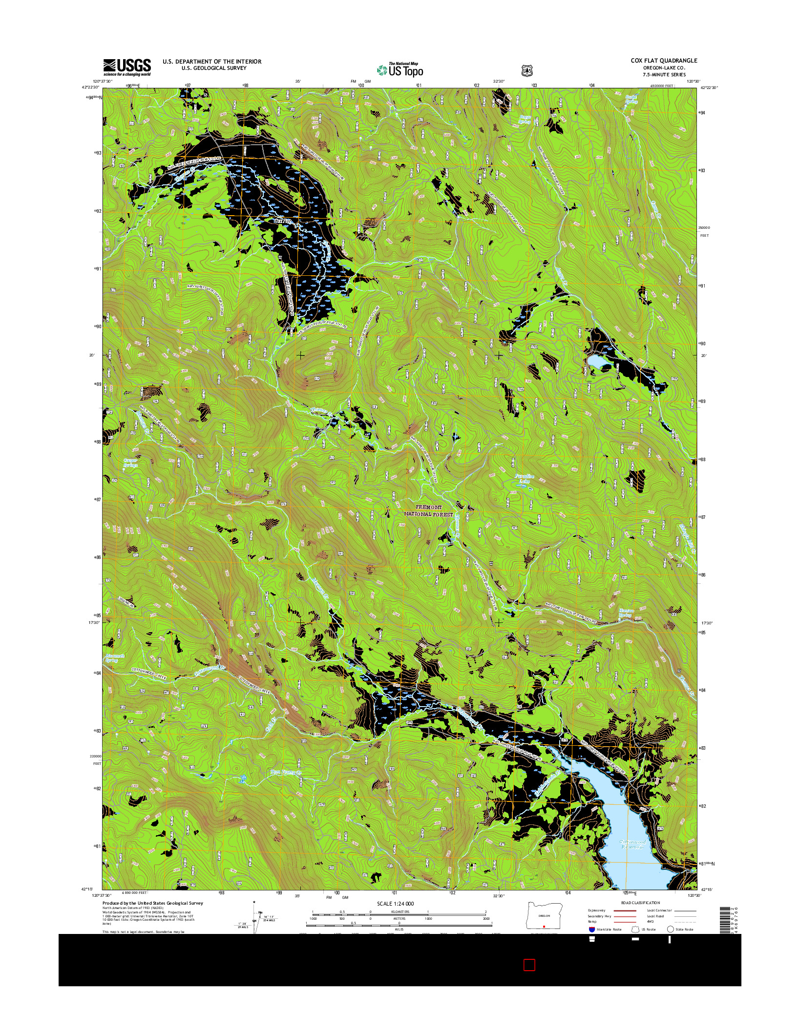 USGS US TOPO 7.5-MINUTE MAP FOR COX FLAT, OR 2017