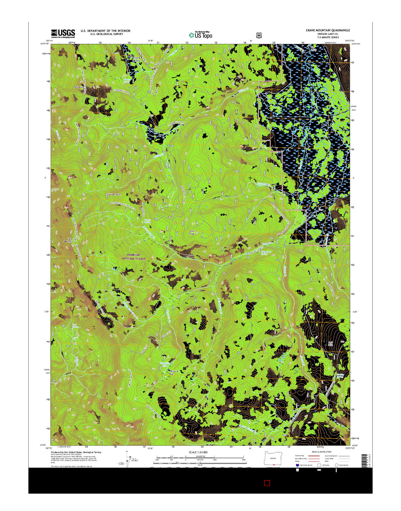 USGS US TOPO 7.5-MINUTE MAP FOR CRANE MOUNTAIN, OR 2017