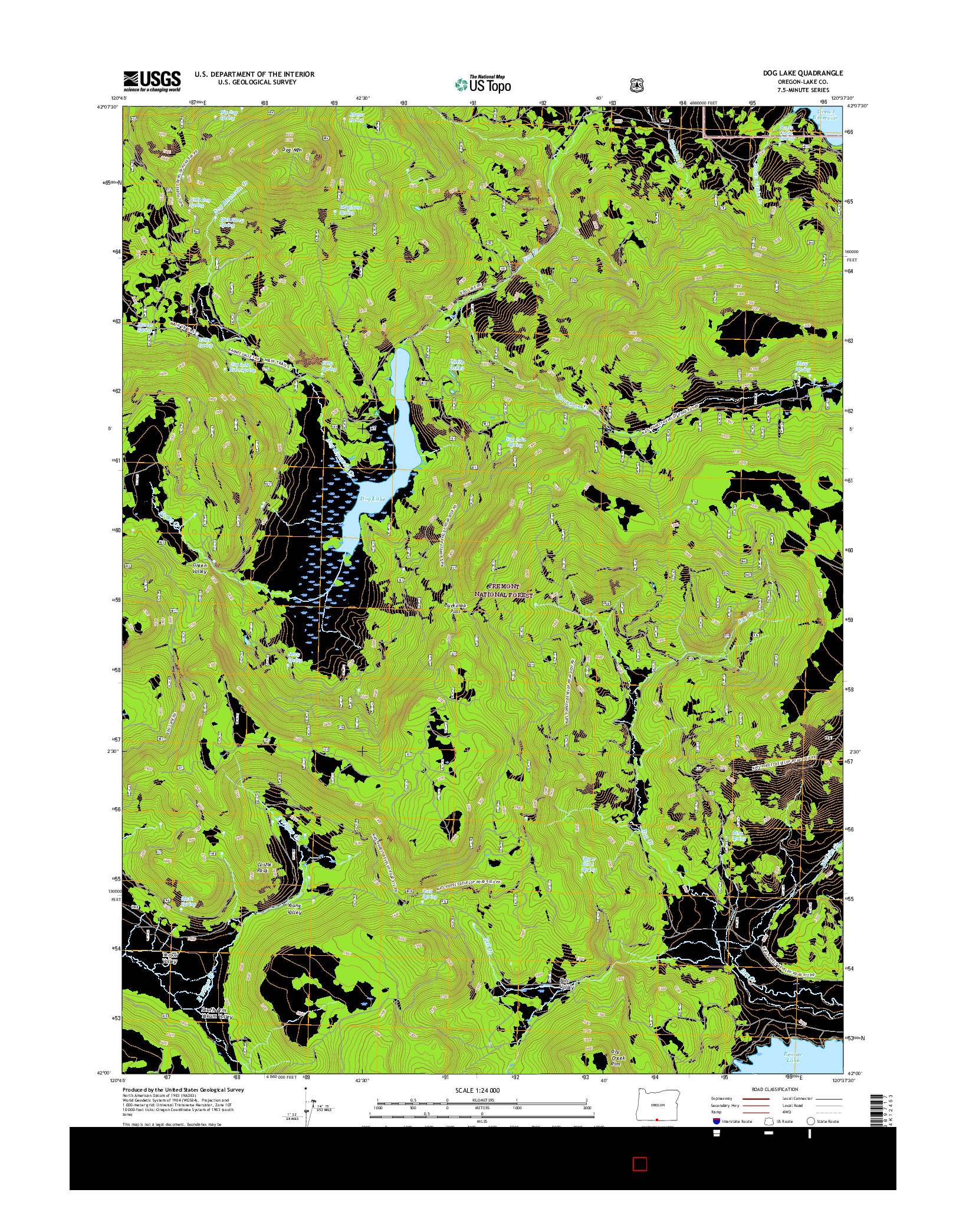 USGS US TOPO 7.5-MINUTE MAP FOR DOG LAKE, OR 2017