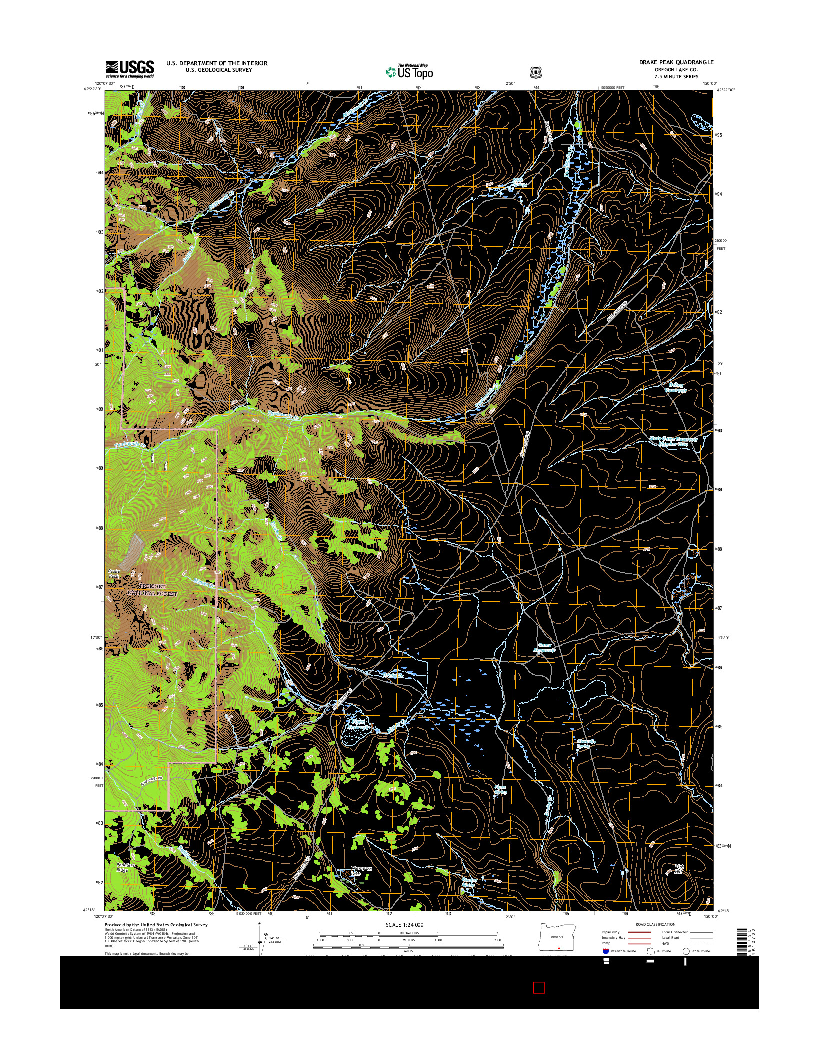 USGS US TOPO 7.5-MINUTE MAP FOR DRAKE PEAK, OR 2017