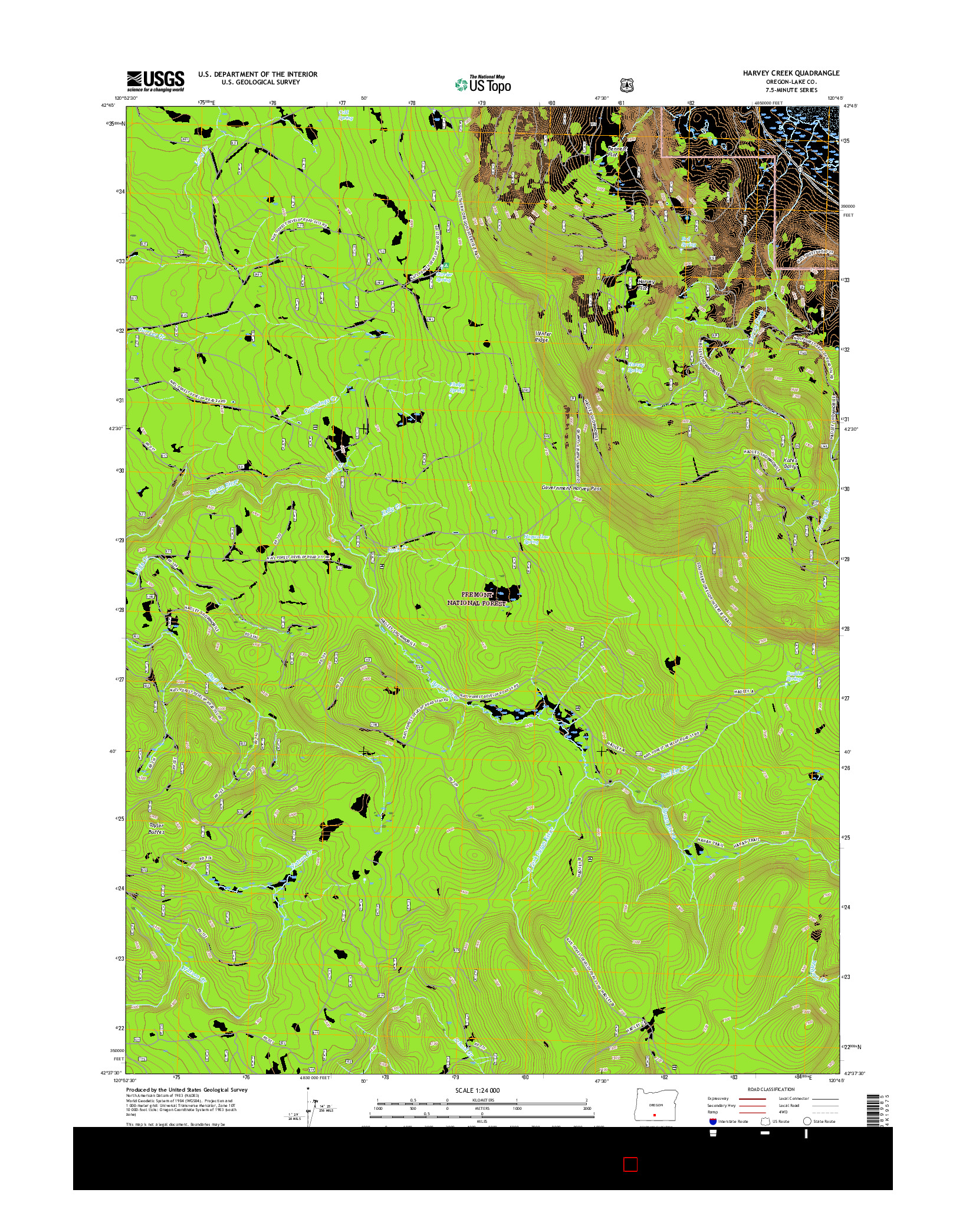 USGS US TOPO 7.5-MINUTE MAP FOR HARVEY CREEK, OR 2017