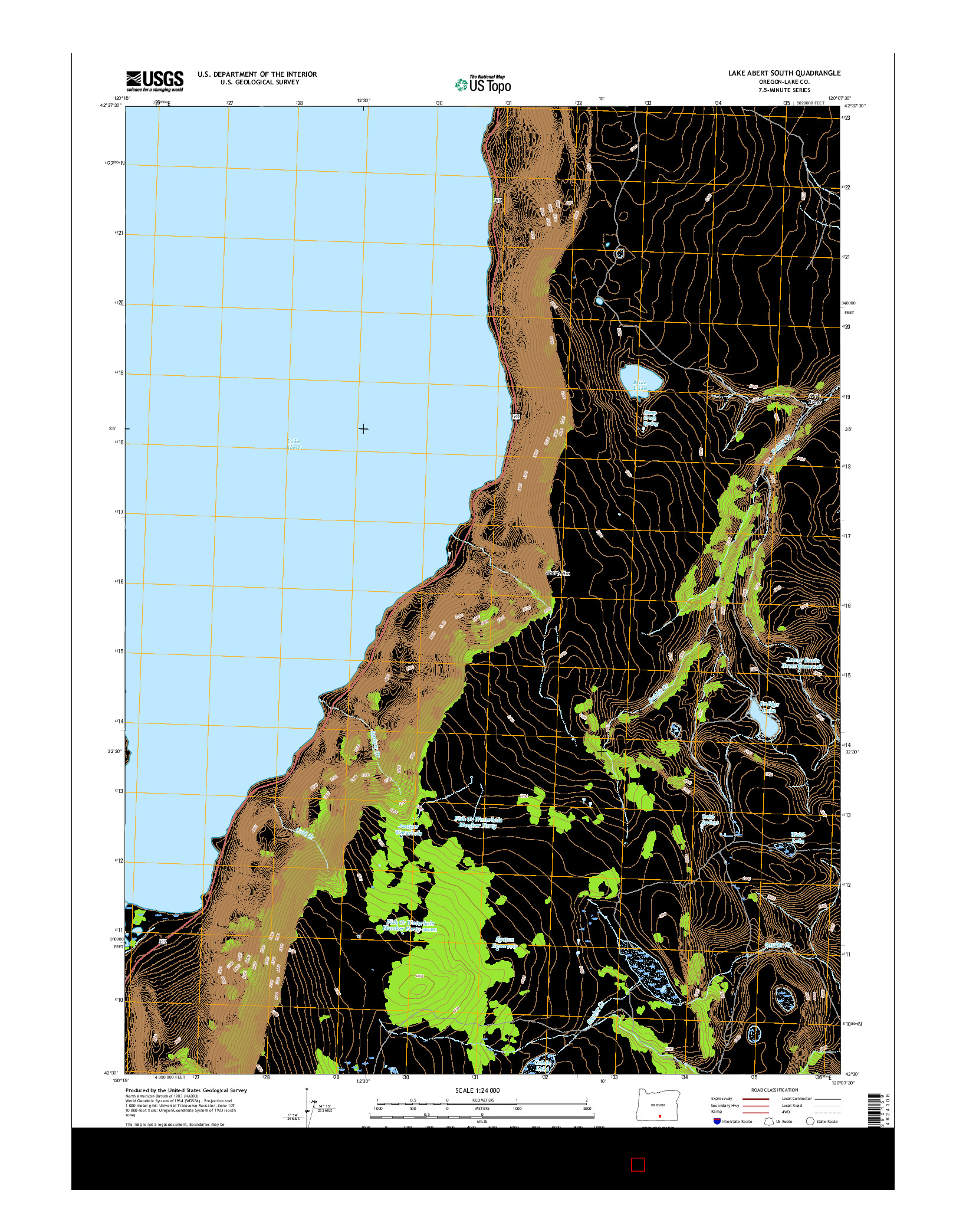 USGS US TOPO 7.5-MINUTE MAP FOR LAKE ABERT SOUTH, OR 2017