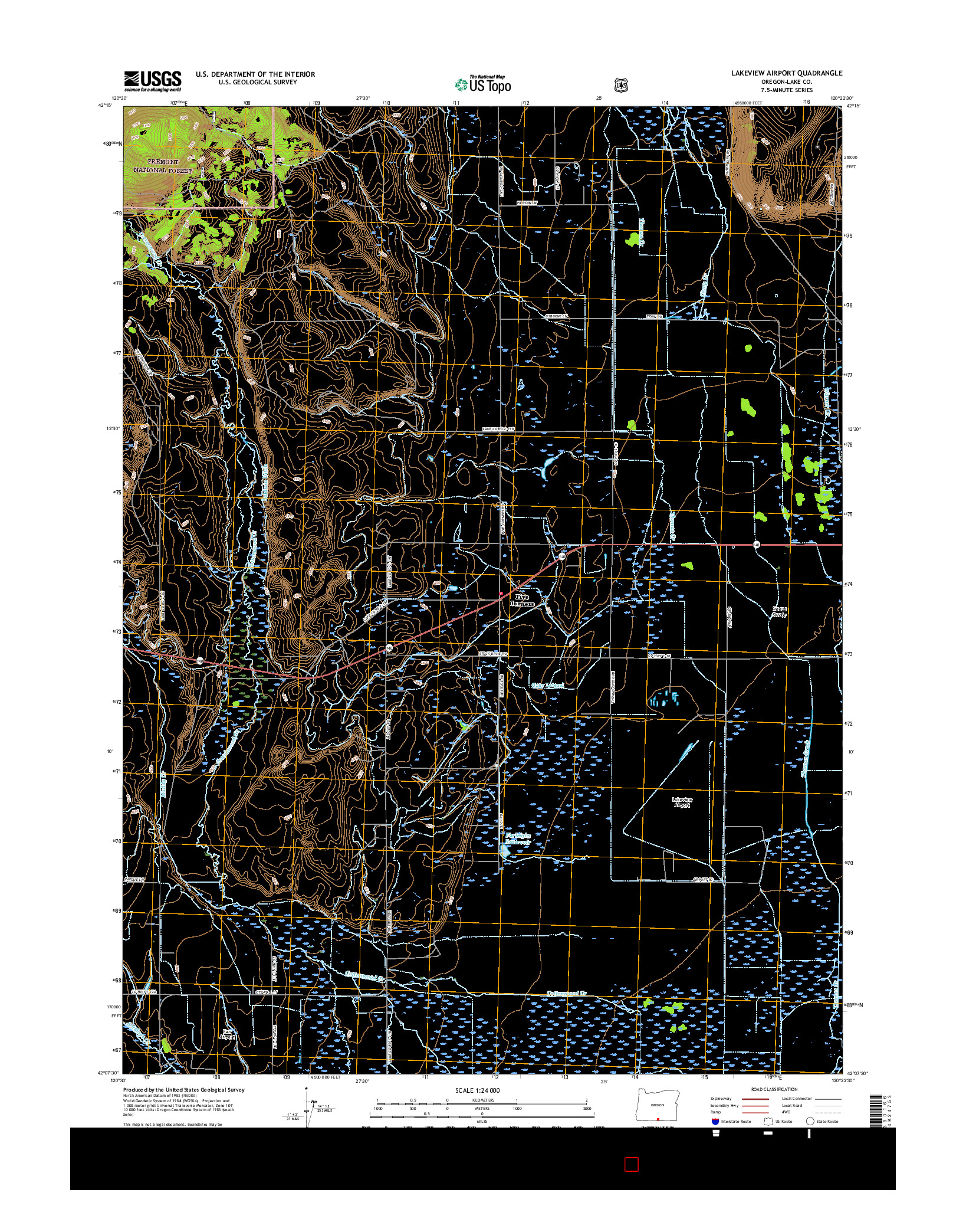 USGS US TOPO 7.5-MINUTE MAP FOR LAKEVIEW AIRPORT, OR 2017