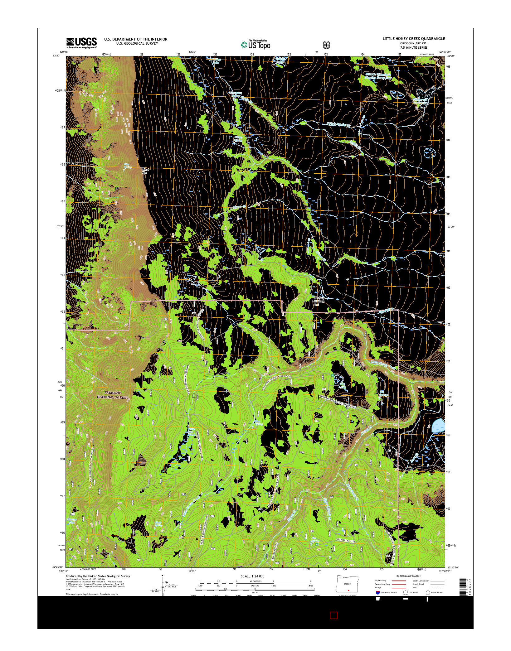 USGS US TOPO 7.5-MINUTE MAP FOR LITTLE HONEY CREEK, OR 2017