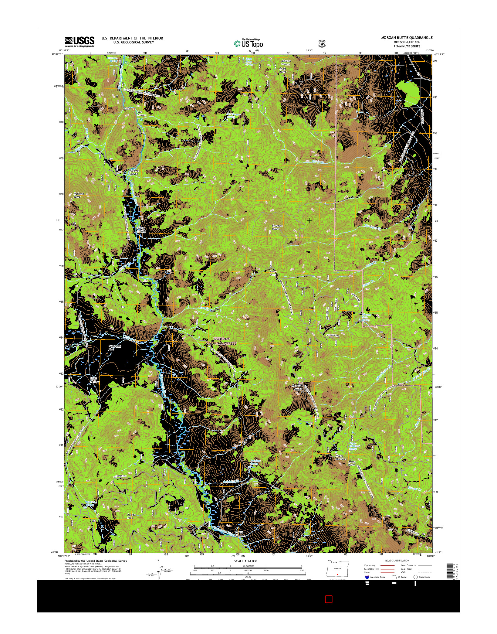 USGS US TOPO 7.5-MINUTE MAP FOR MORGAN BUTTE, OR 2017