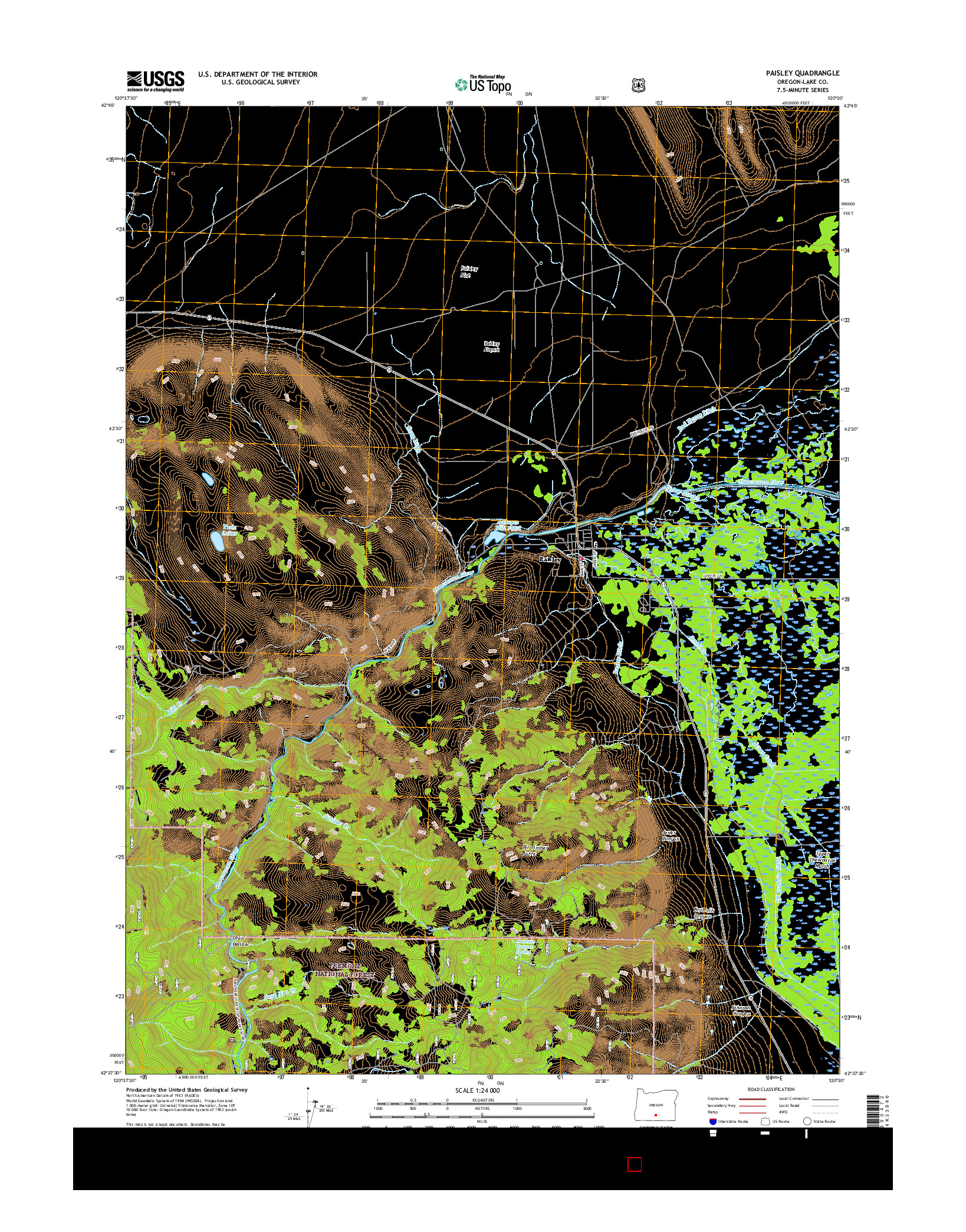 USGS US TOPO 7.5-MINUTE MAP FOR PAISLEY, OR 2017