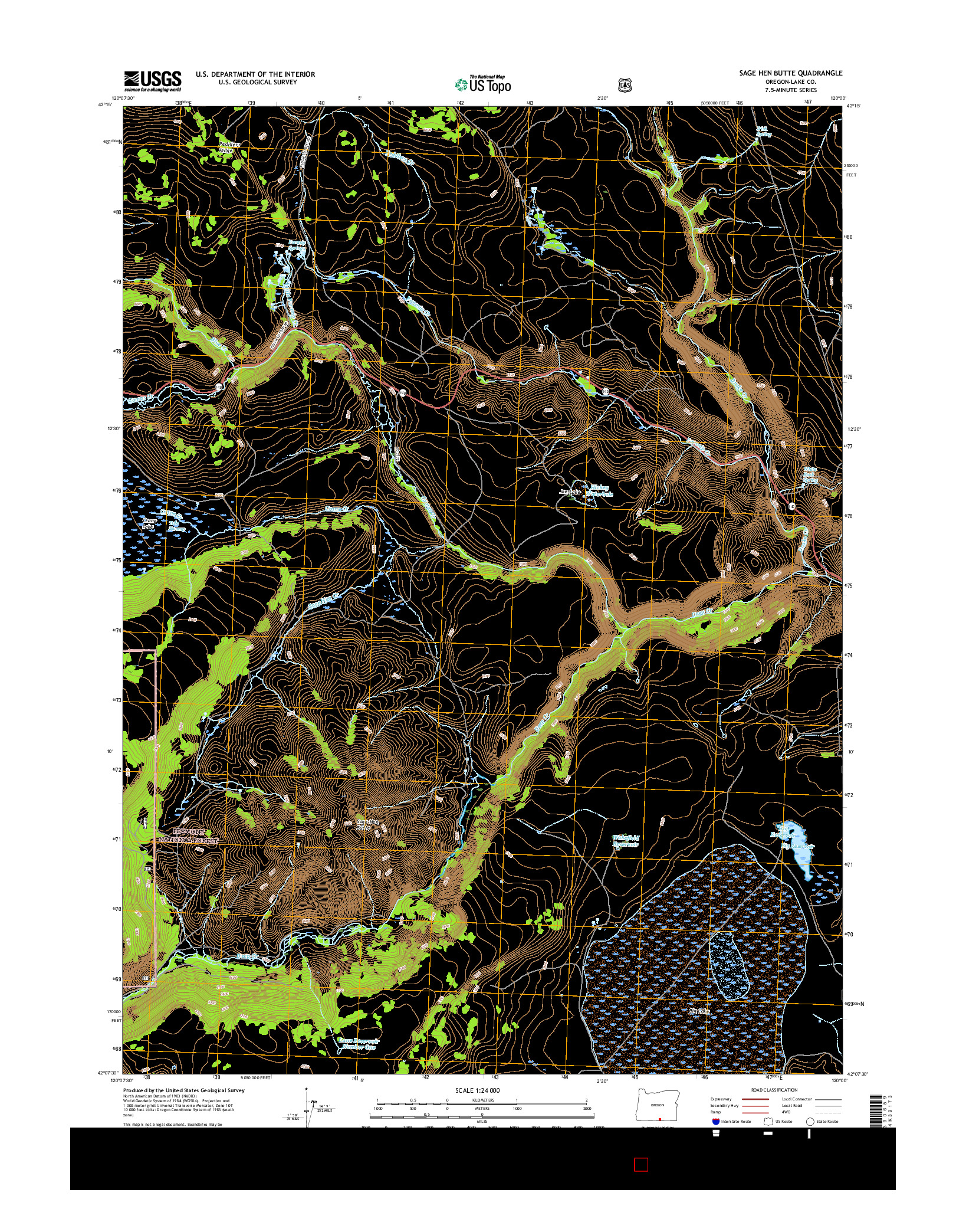 USGS US TOPO 7.5-MINUTE MAP FOR SAGE HEN BUTTE, OR 2017