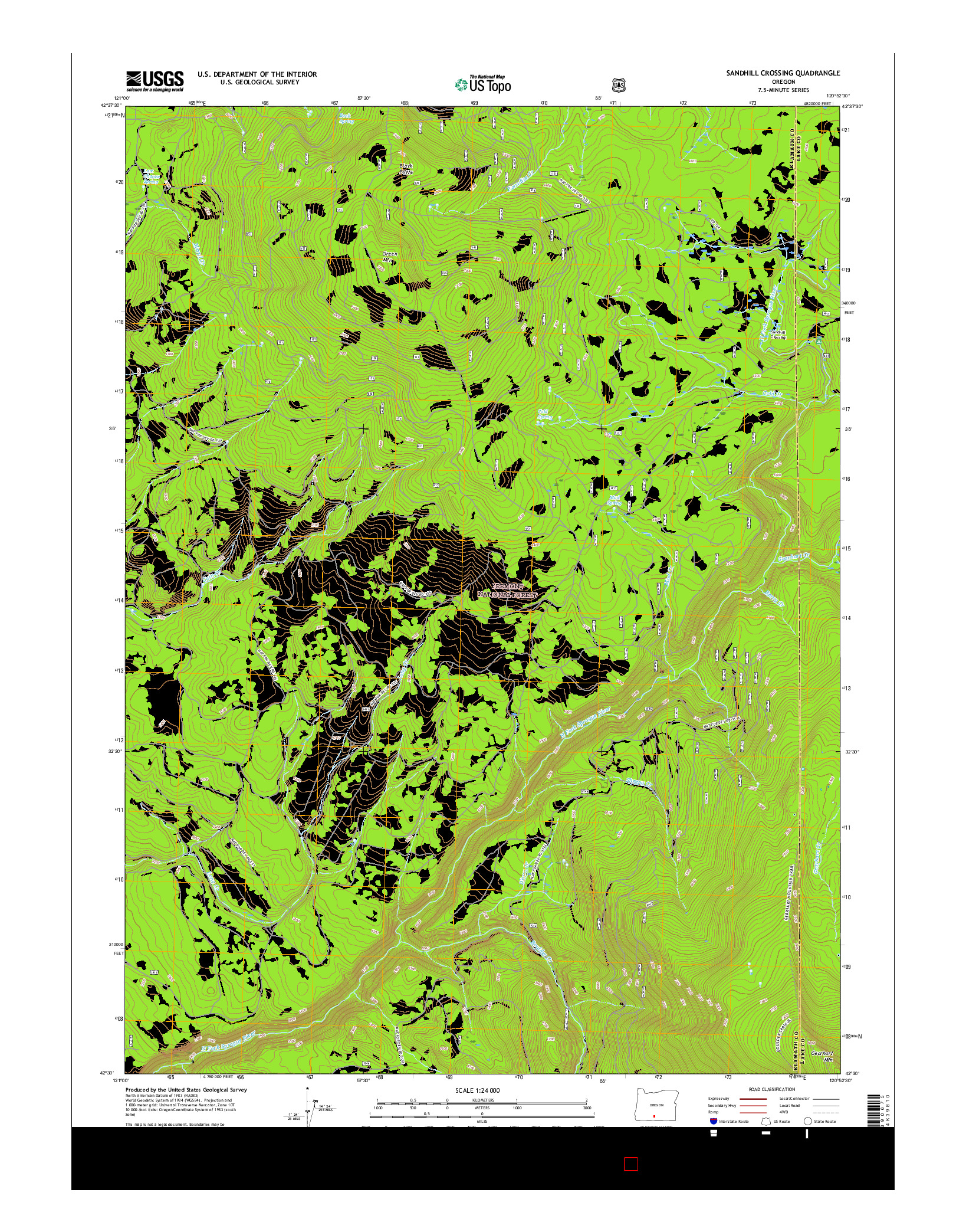 USGS US TOPO 7.5-MINUTE MAP FOR SANDHILL CROSSING, OR 2017