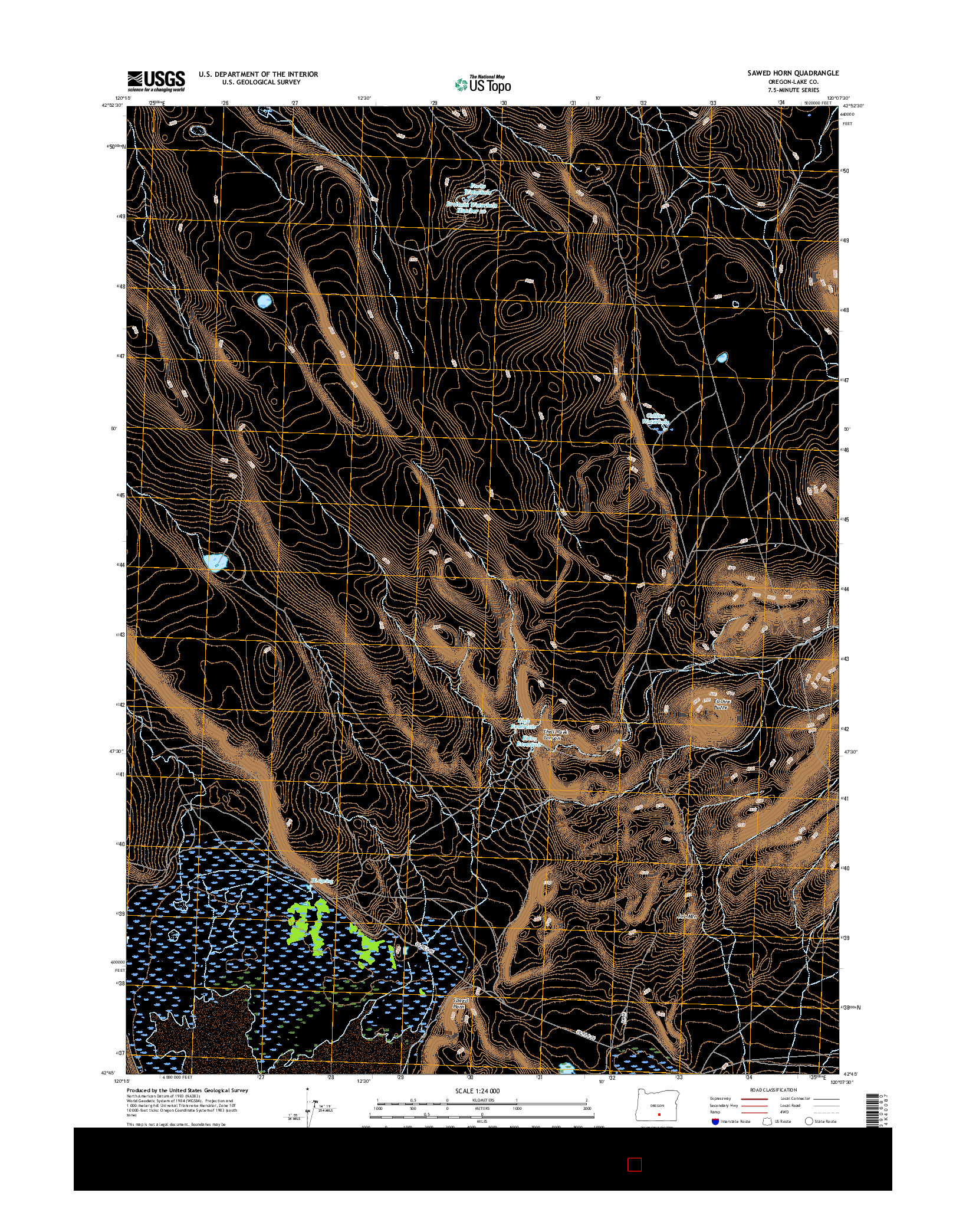 USGS US TOPO 7.5-MINUTE MAP FOR SAWED HORN, OR 2017