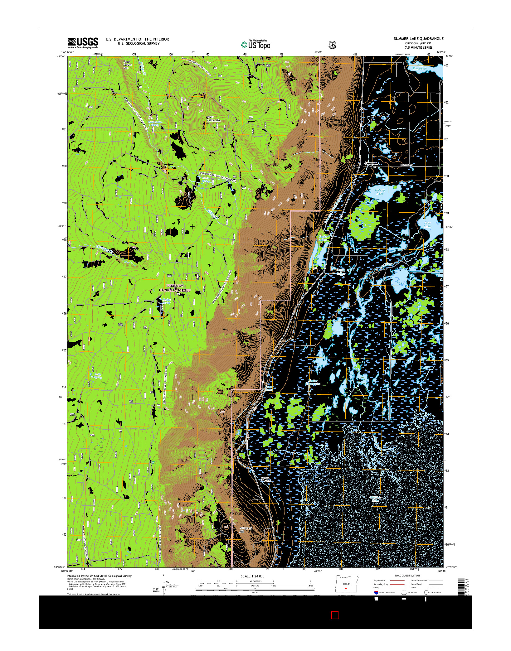 USGS US TOPO 7.5-MINUTE MAP FOR SUMMER LAKE, OR 2017