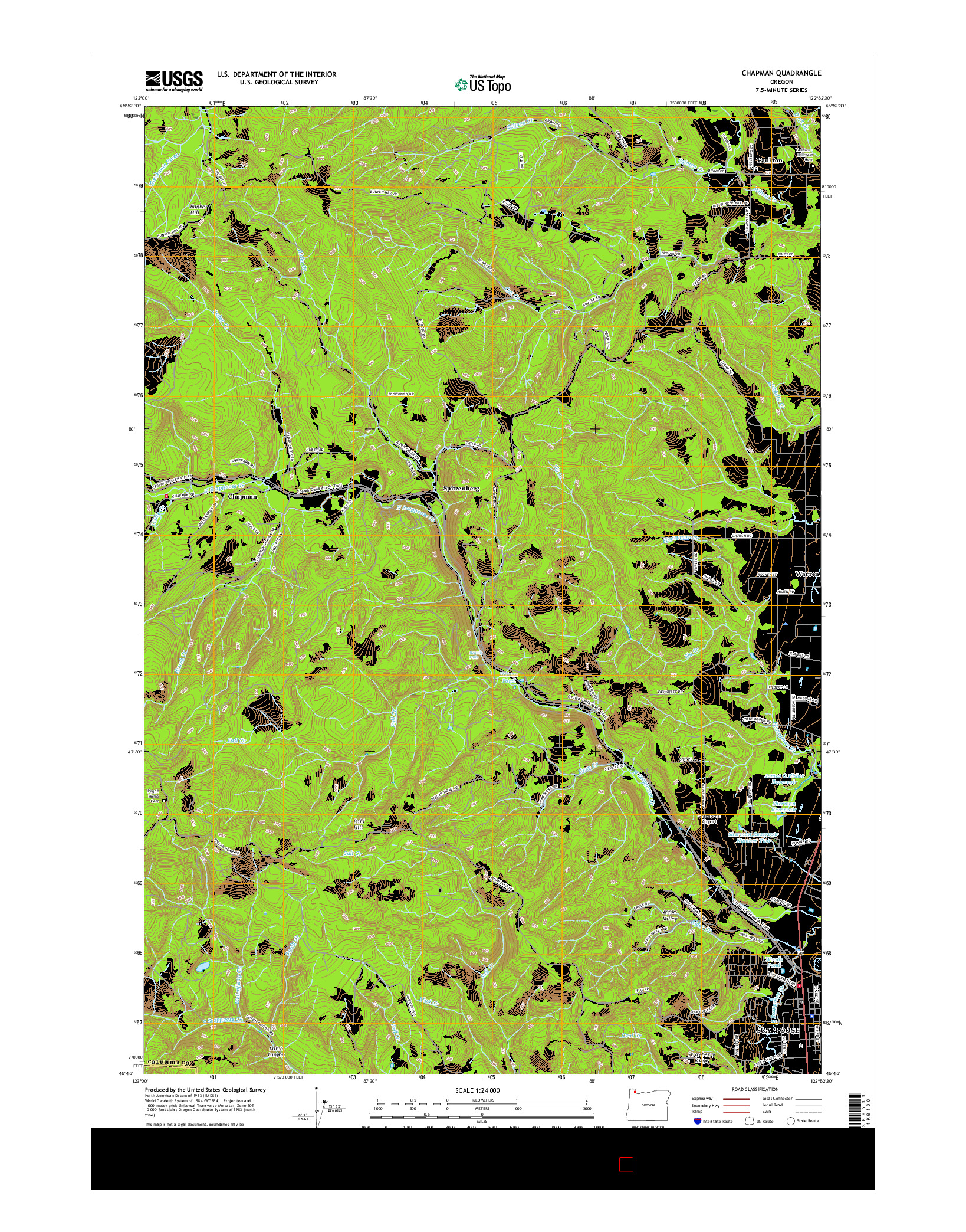 USGS US TOPO 7.5-MINUTE MAP FOR CHAPMAN, OR 2017