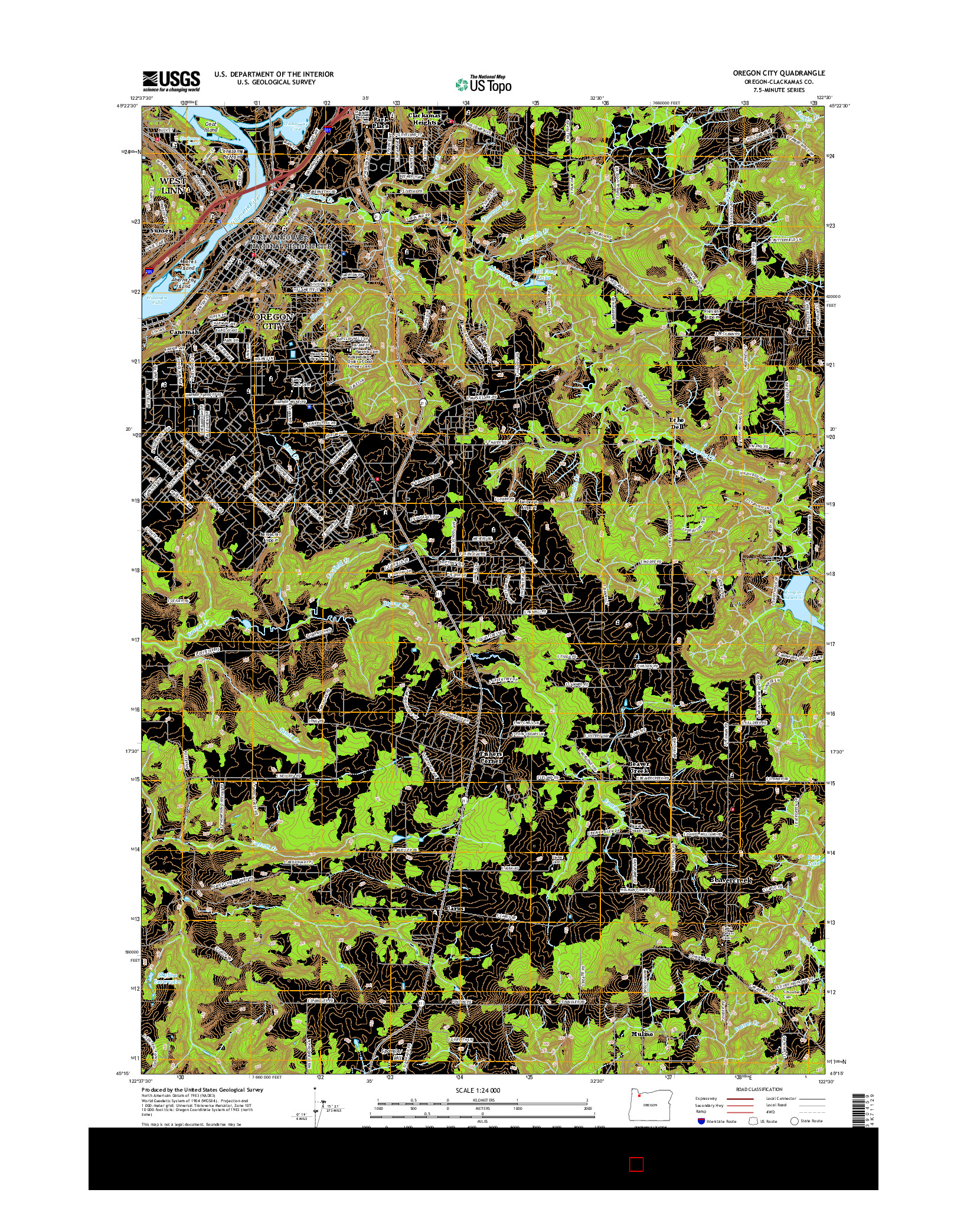 USGS US TOPO 7.5-MINUTE MAP FOR OREGON CITY, OR 2017
