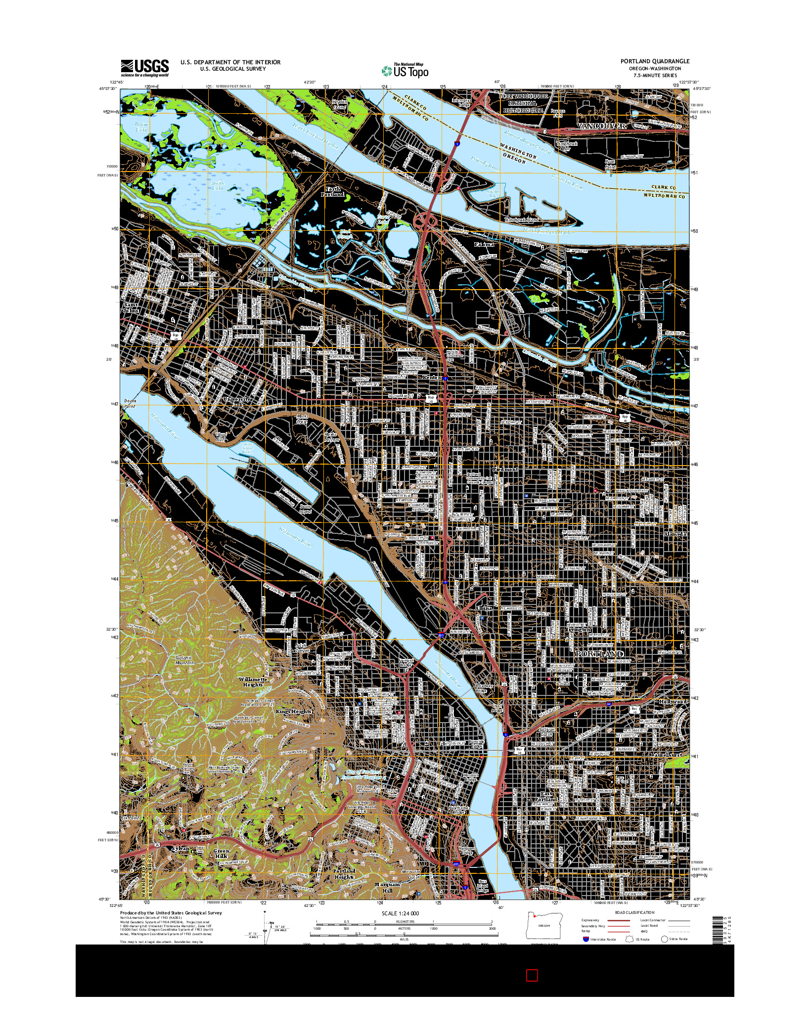 USGS US TOPO 7.5-MINUTE MAP FOR PORTLAND, OR-WA 2017