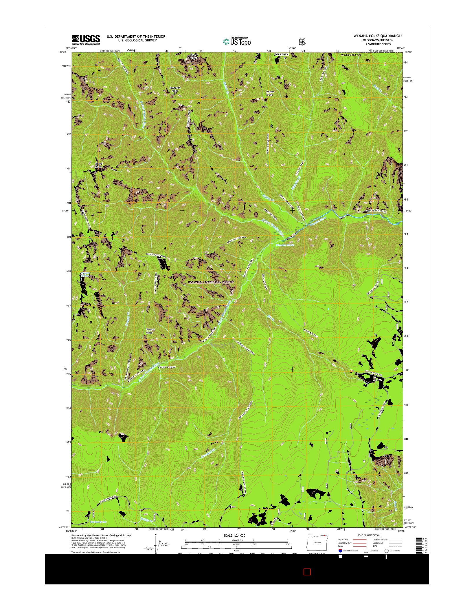 USGS US TOPO 7.5-MINUTE MAP FOR WENAHA FORKS, OR-WA 2017
