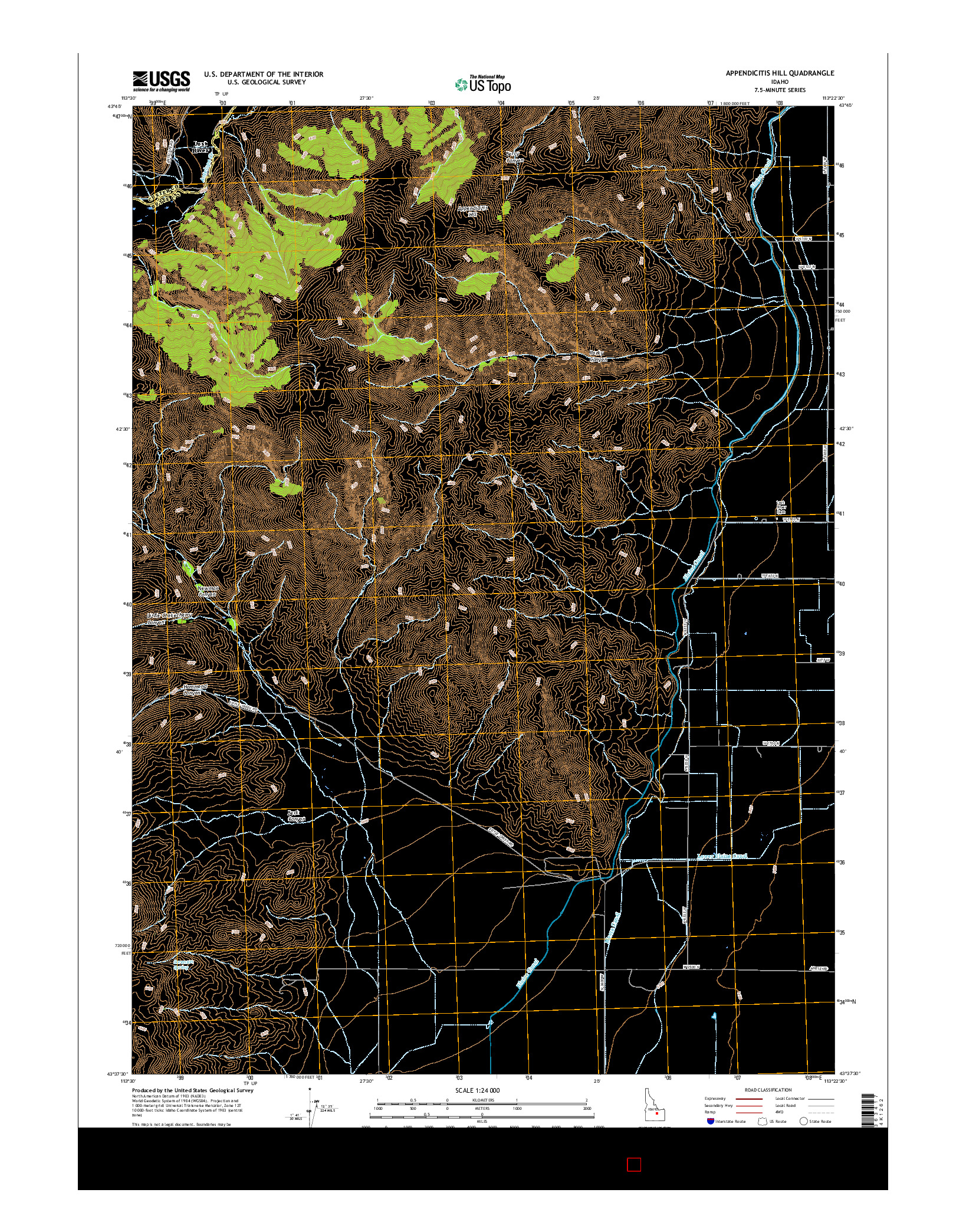 USGS US TOPO 7.5-MINUTE MAP FOR APPENDICITIS HILL, ID 2017