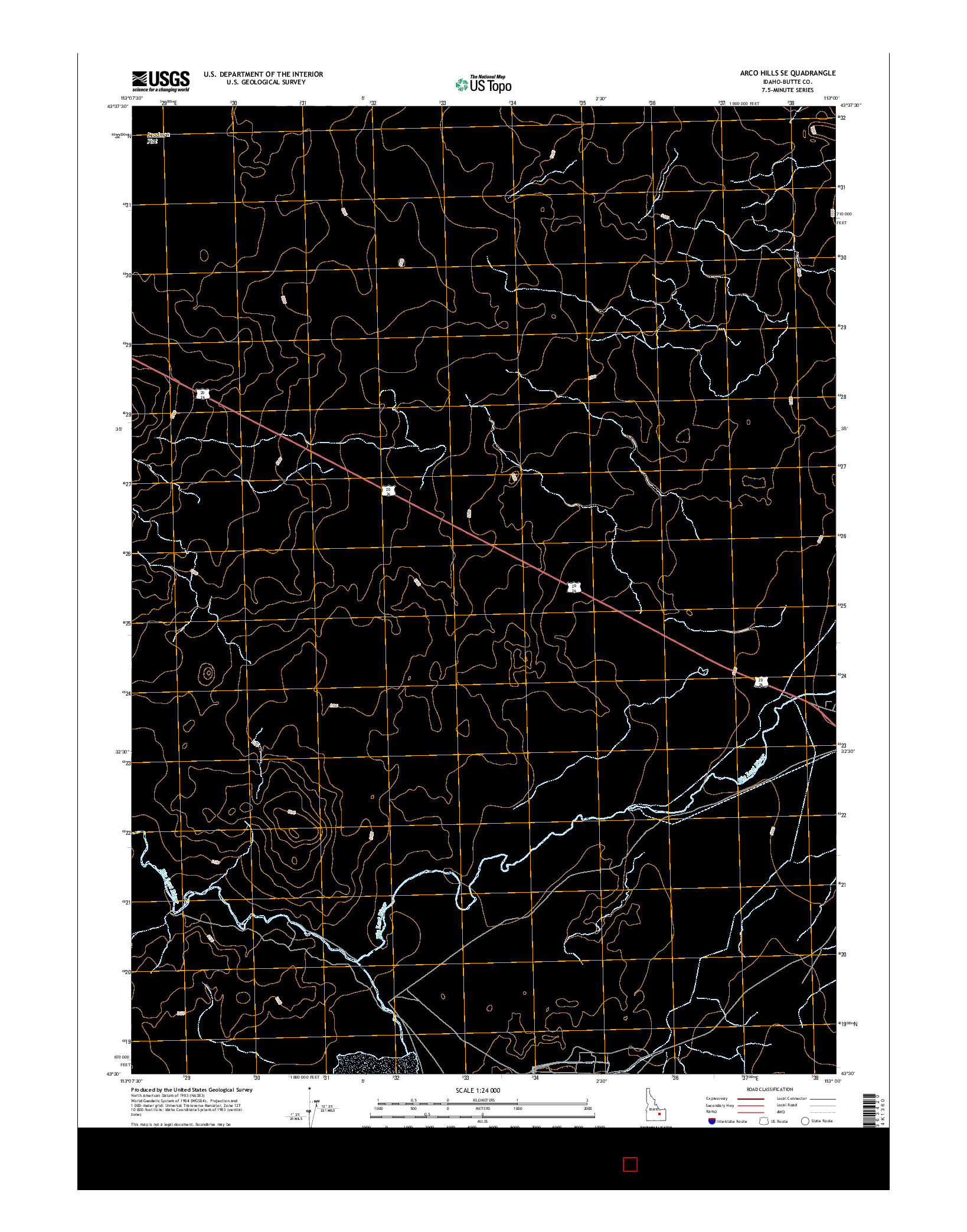 USGS US TOPO 7.5-MINUTE MAP FOR ARCO HILLS SE, ID 2017