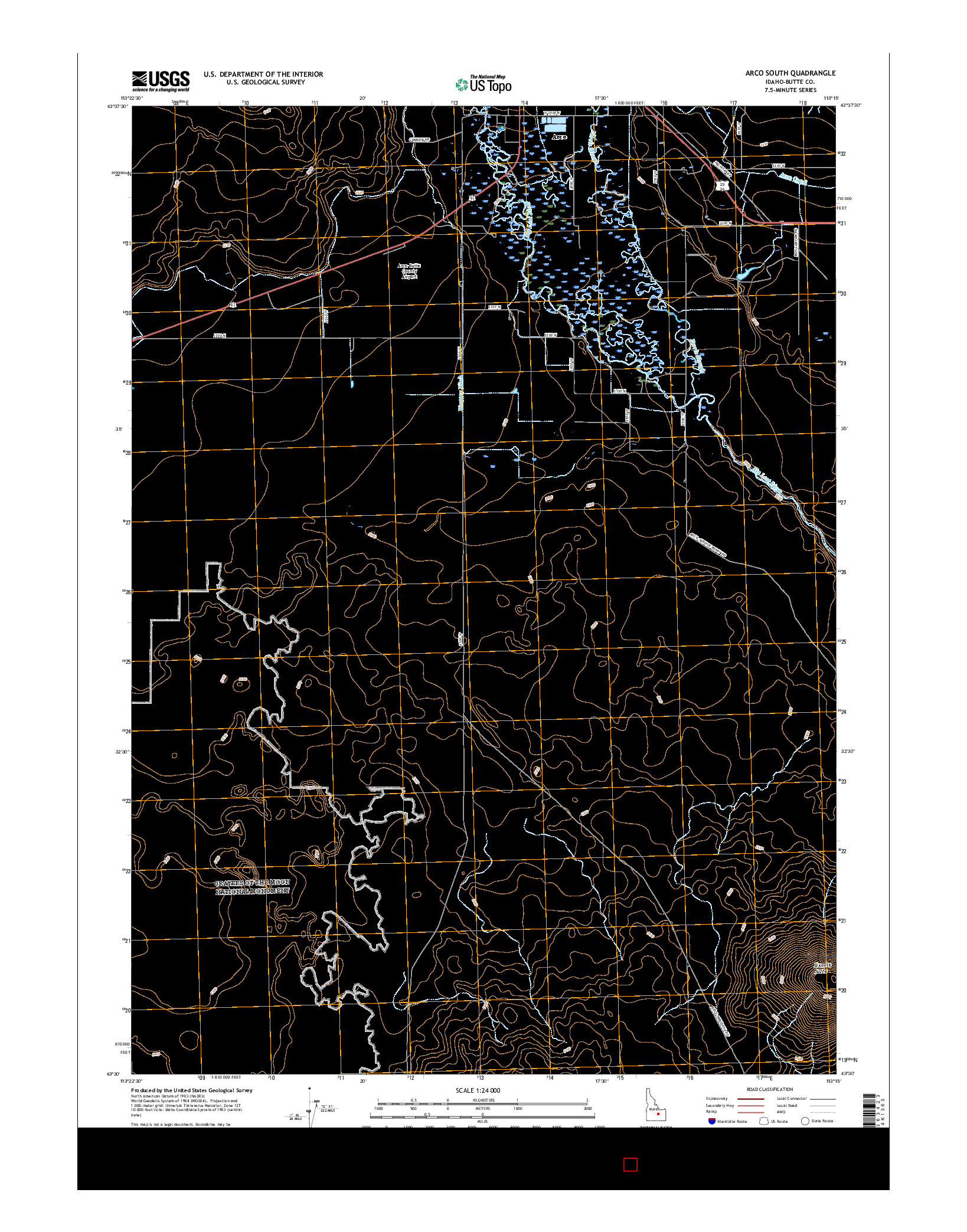 USGS US TOPO 7.5-MINUTE MAP FOR ARCO SOUTH, ID 2017