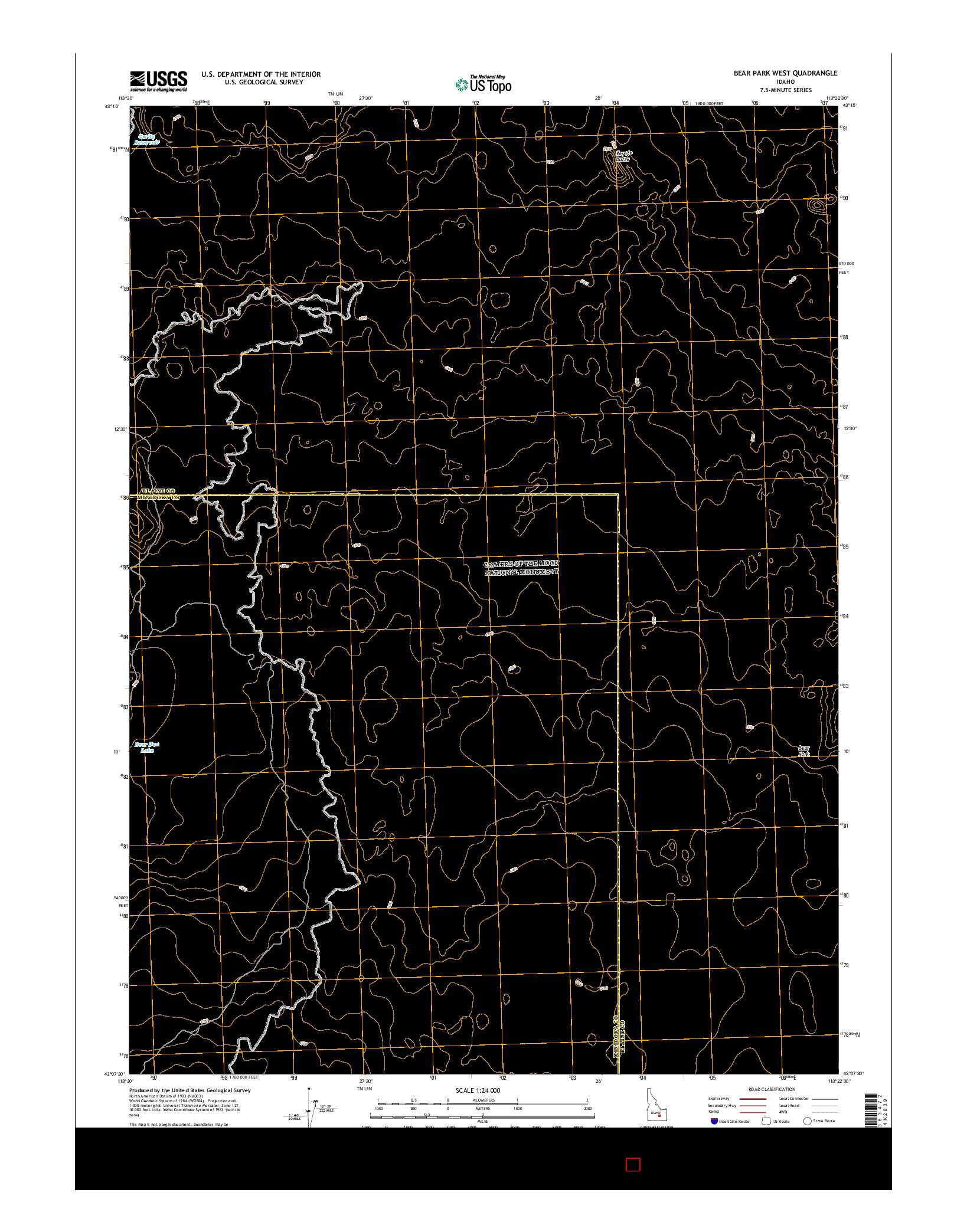 USGS US TOPO 7.5-MINUTE MAP FOR BEAR PARK WEST, ID 2017