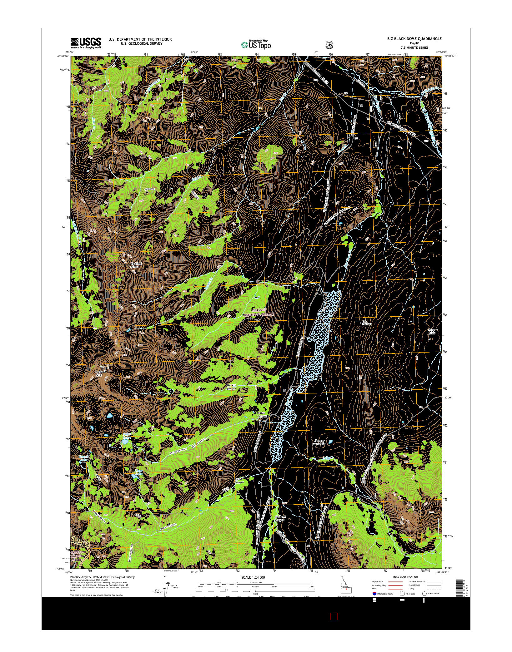 USGS US TOPO 7.5-MINUTE MAP FOR BIG BLACK DOME, ID 2017