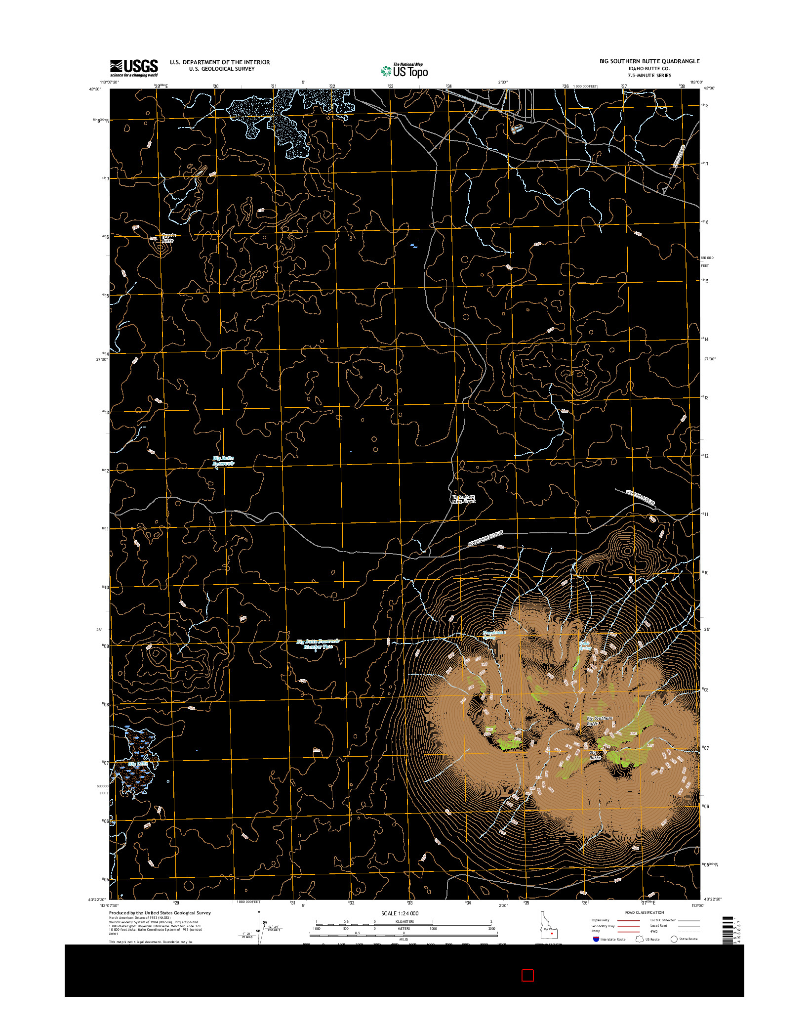 USGS US TOPO 7.5-MINUTE MAP FOR BIG SOUTHERN BUTTE, ID 2017