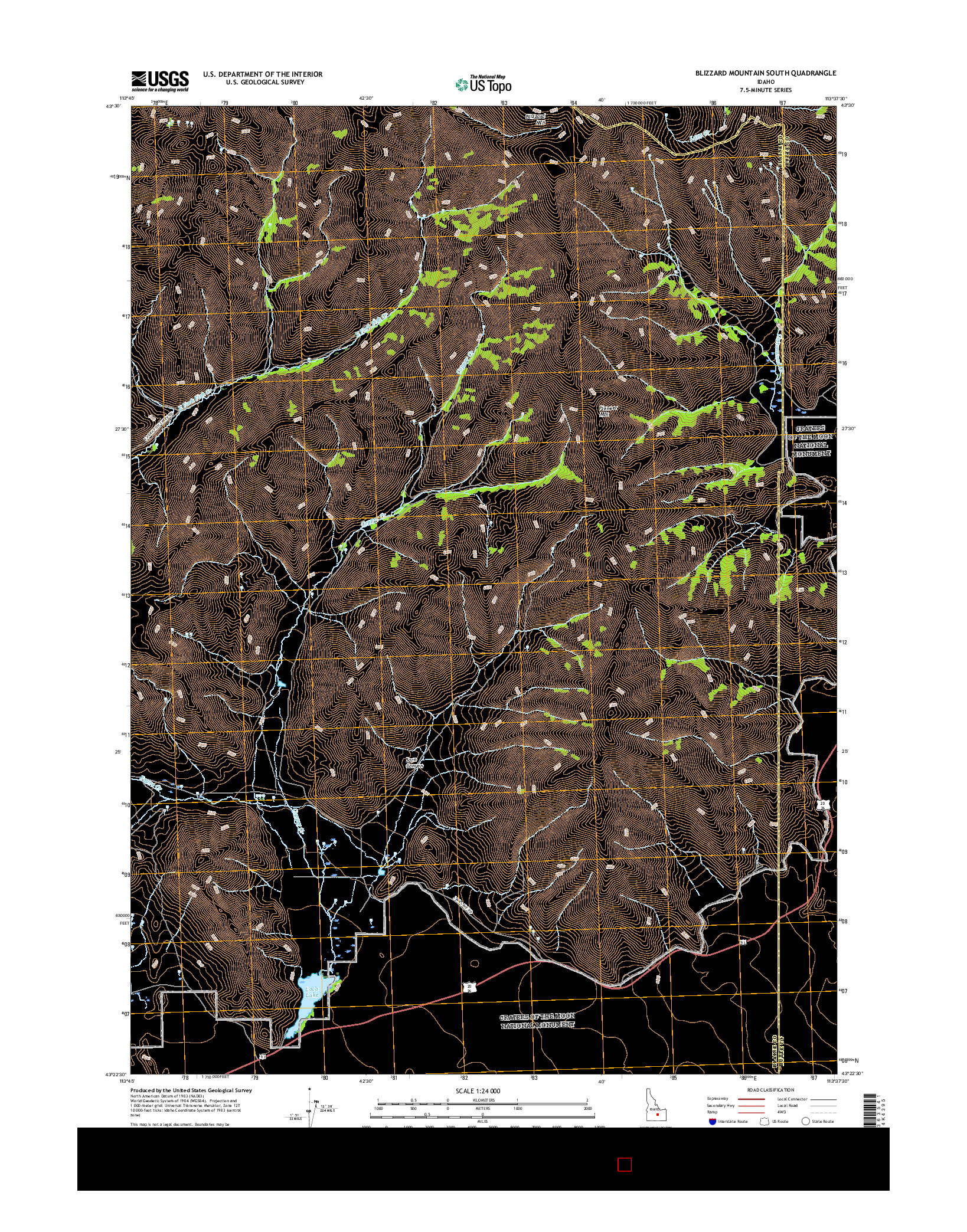 USGS US TOPO 7.5-MINUTE MAP FOR BLIZZARD MOUNTAIN SOUTH, ID 2017