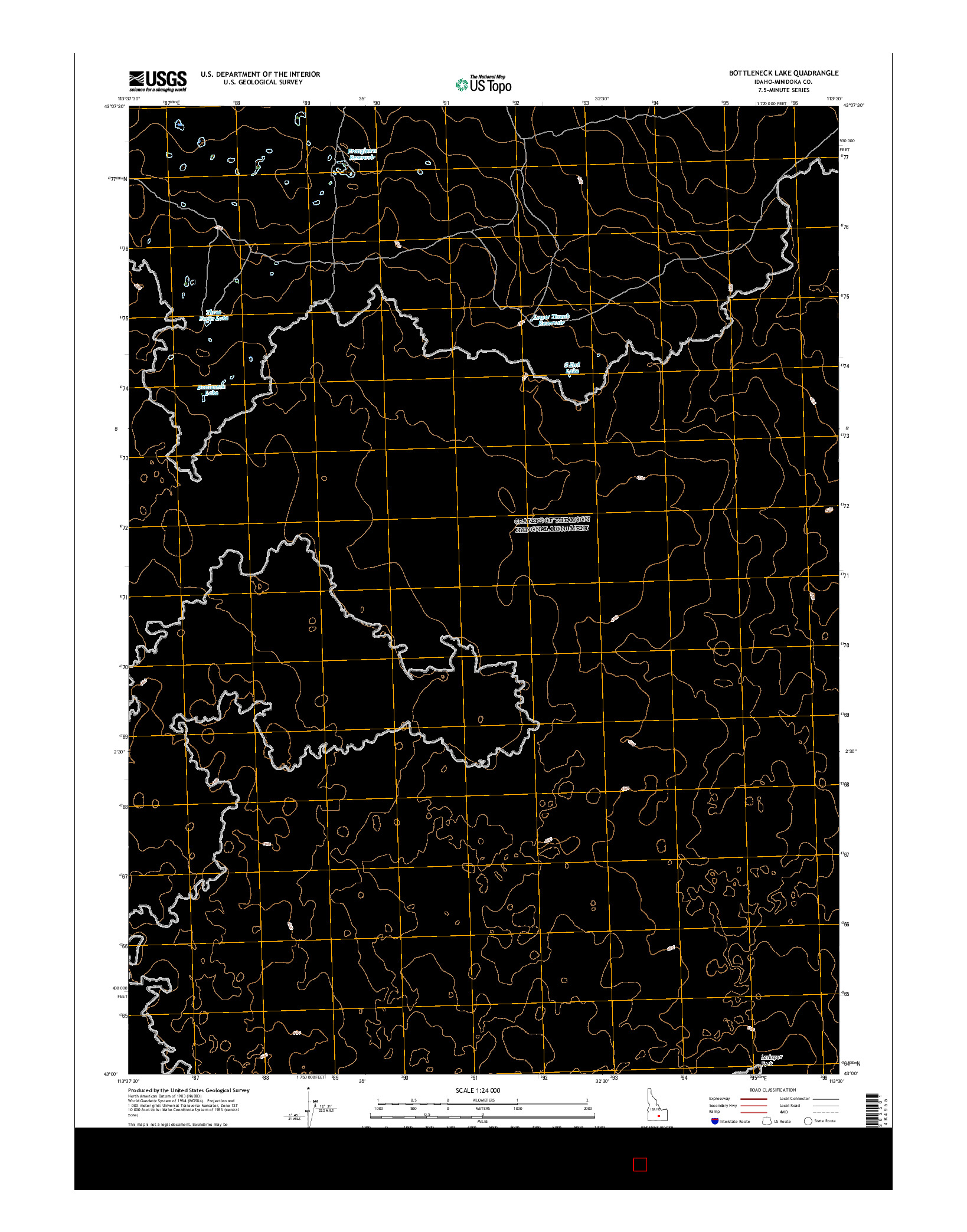 USGS US TOPO 7.5-MINUTE MAP FOR BOTTLENECK LAKE, ID 2017
