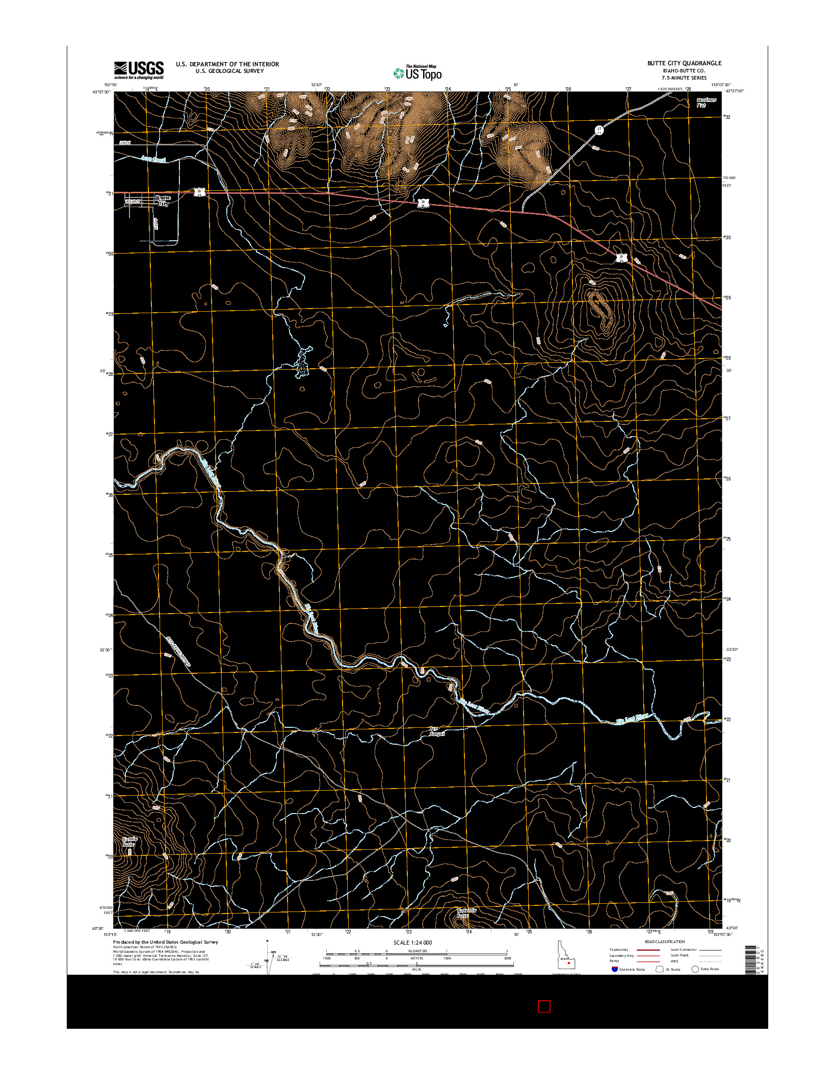 USGS US TOPO 7.5-MINUTE MAP FOR BUTTE CITY, ID 2017