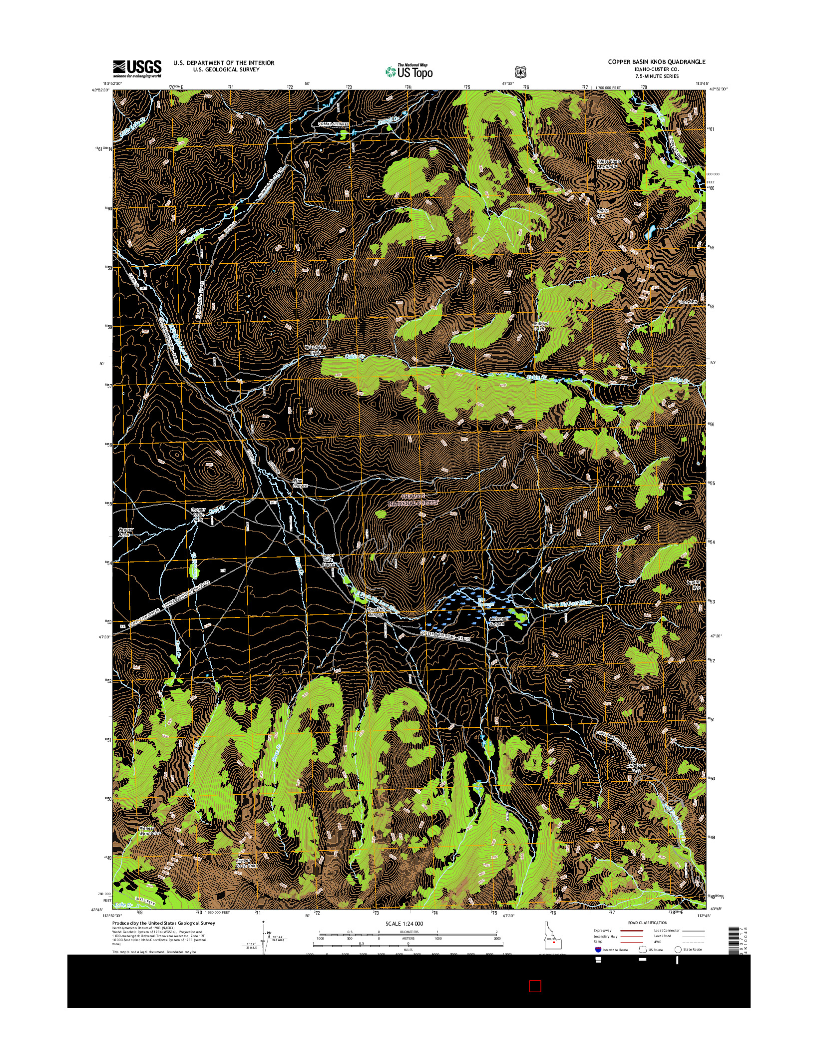 USGS US TOPO 7.5-MINUTE MAP FOR COPPER BASIN KNOB, ID 2017