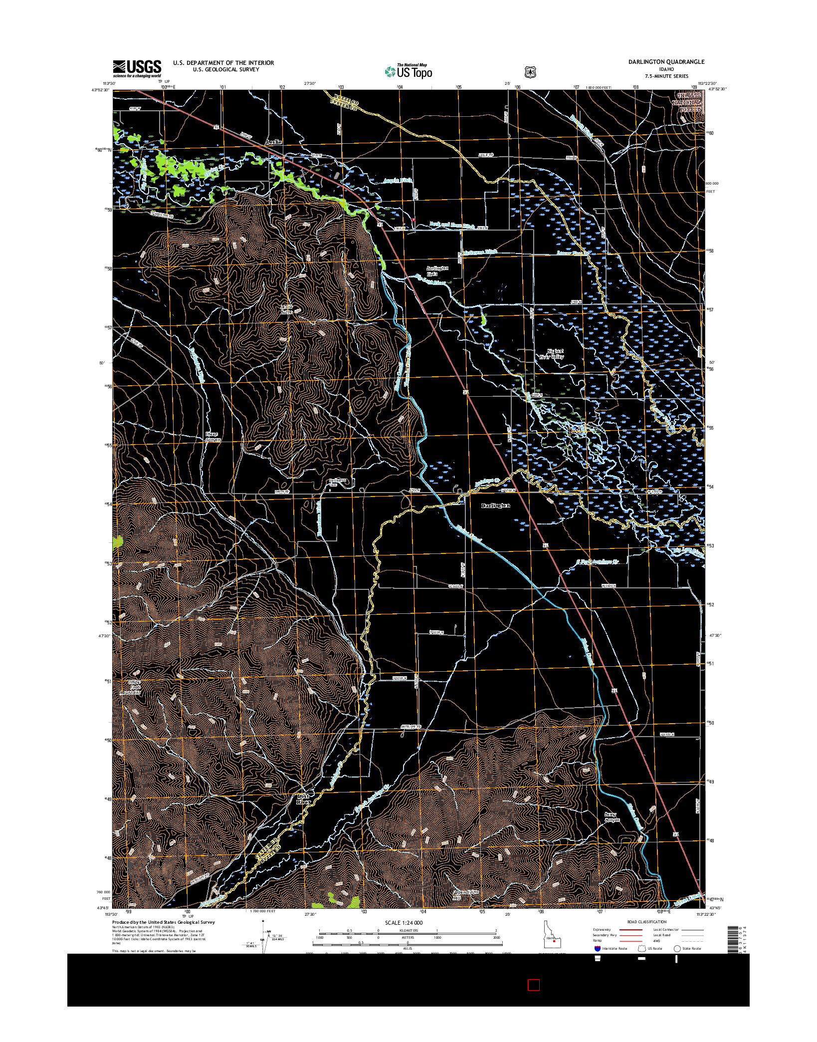 USGS US TOPO 7.5-MINUTE MAP FOR DARLINGTON, ID 2017