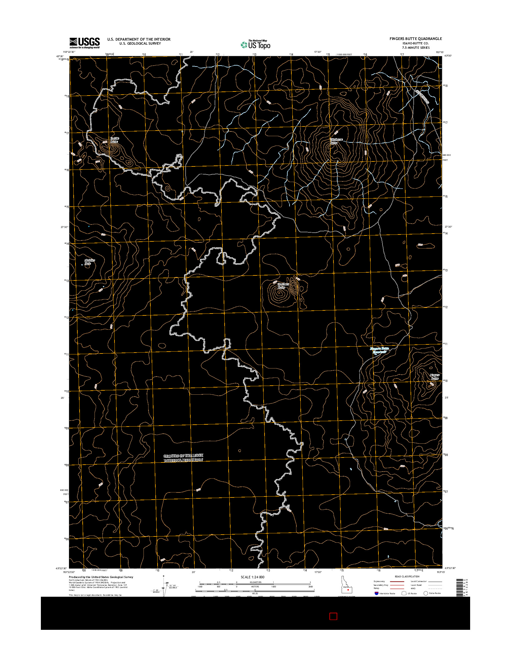 USGS US TOPO 7.5-MINUTE MAP FOR FINGERS BUTTE, ID 2017