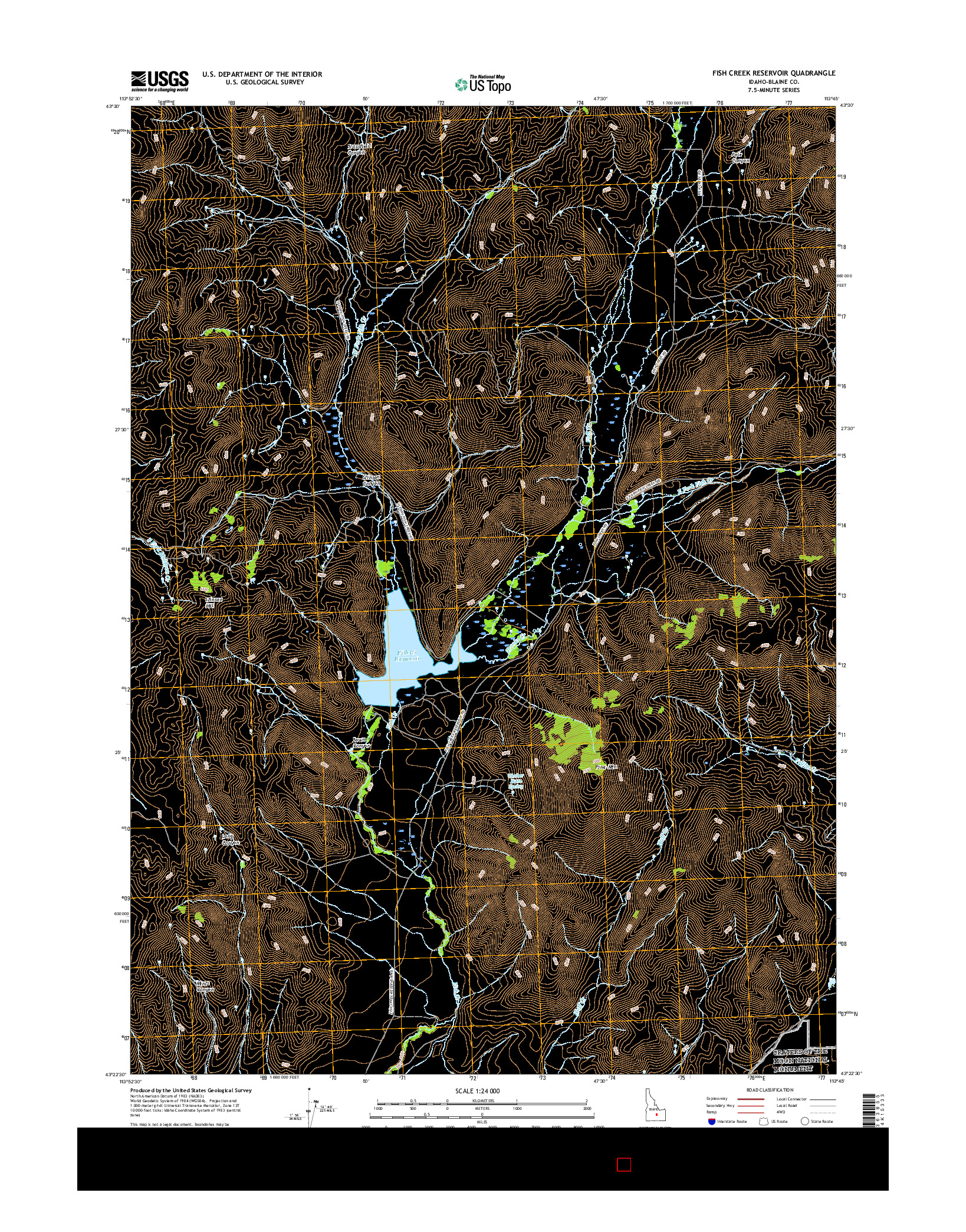 USGS US TOPO 7.5-MINUTE MAP FOR FISH CREEK RESERVOIR, ID 2017