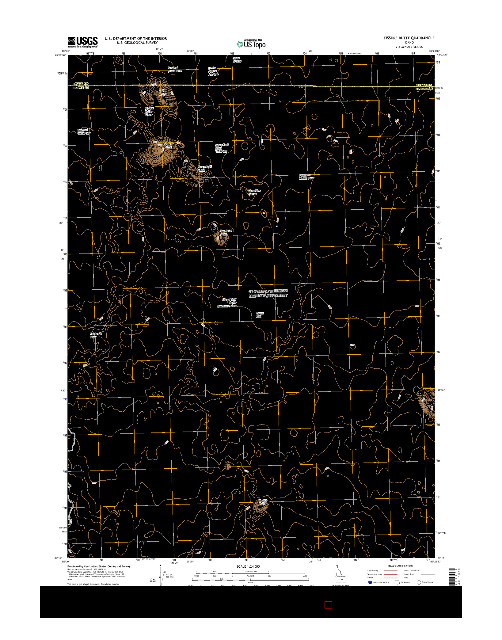 USGS US TOPO 7.5-MINUTE MAP FOR FISSURE BUTTE, ID 2017