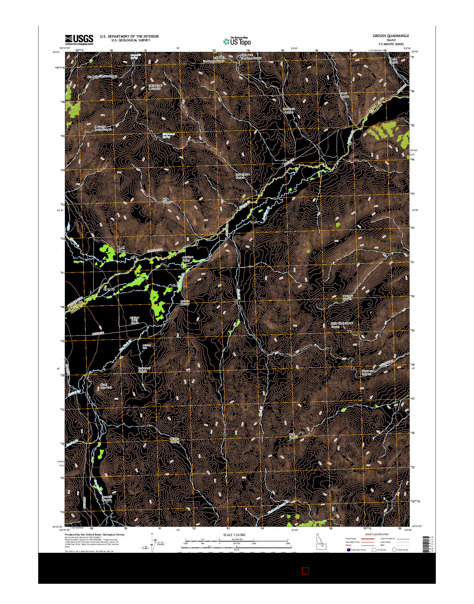 USGS US TOPO 7.5-MINUTE MAP FOR GROUSE, ID 2017