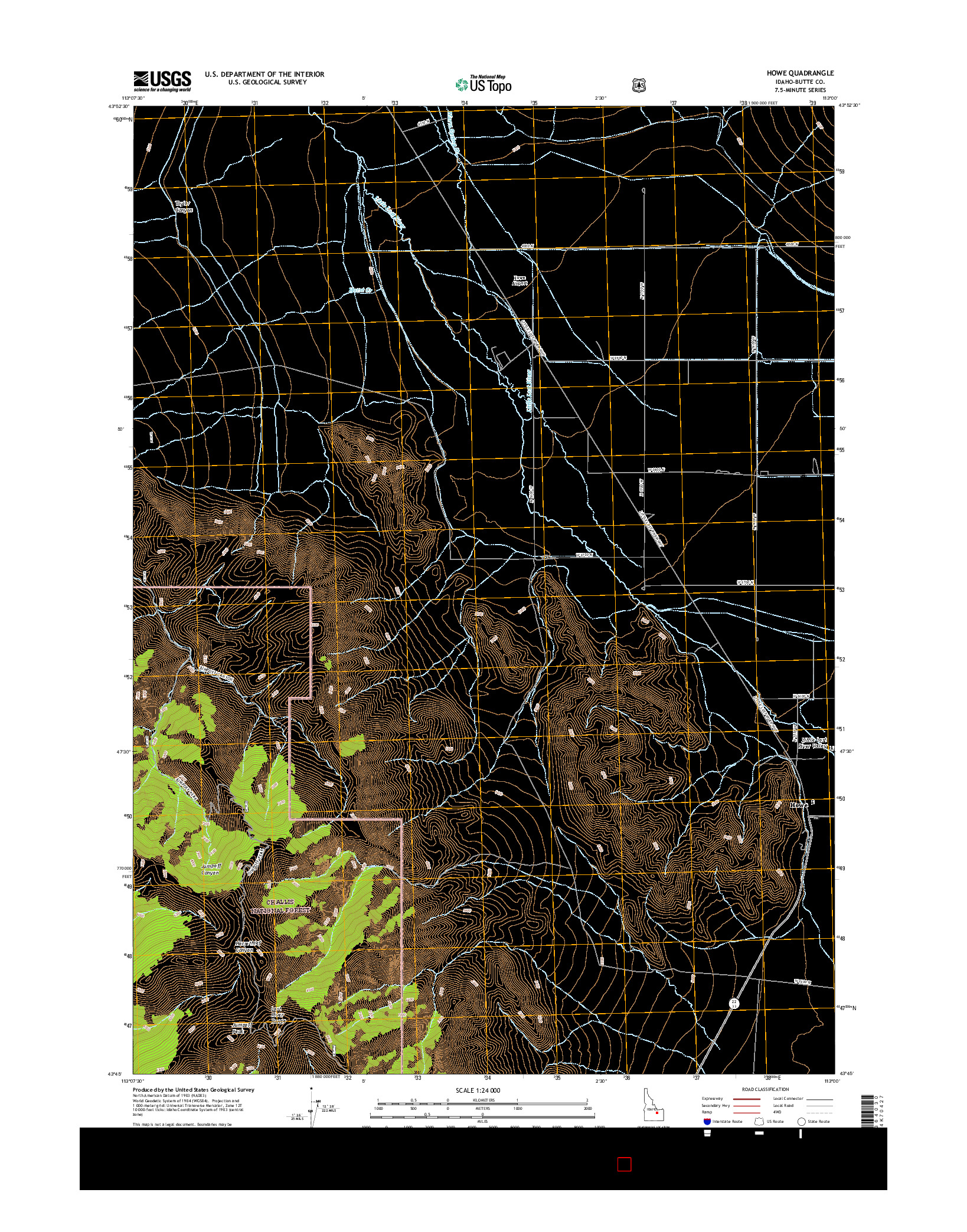 USGS US TOPO 7.5-MINUTE MAP FOR HOWE, ID 2017